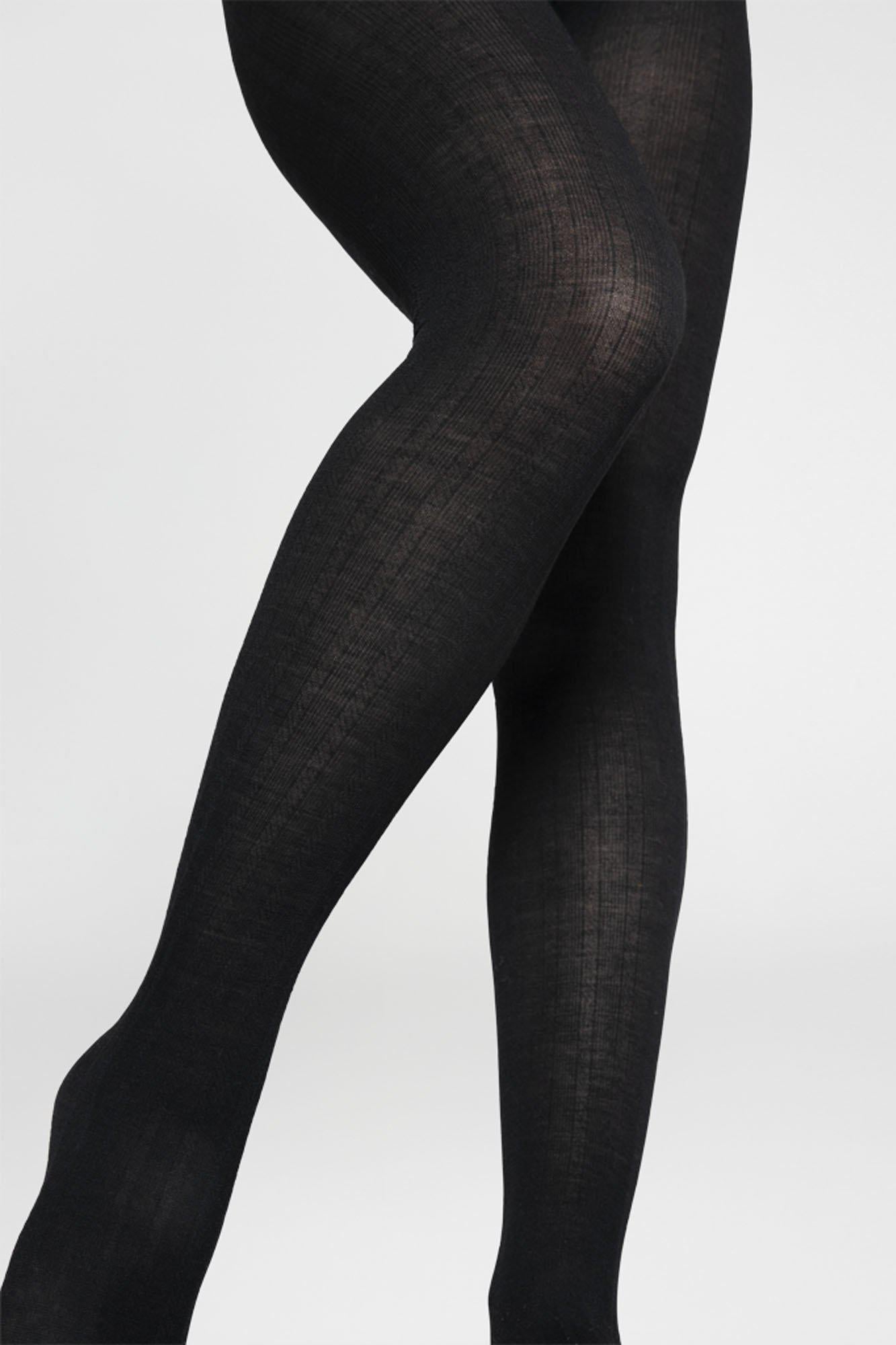 Swedish Stockings Freja Organic Wool Tights - Black - RUM Amsterdam