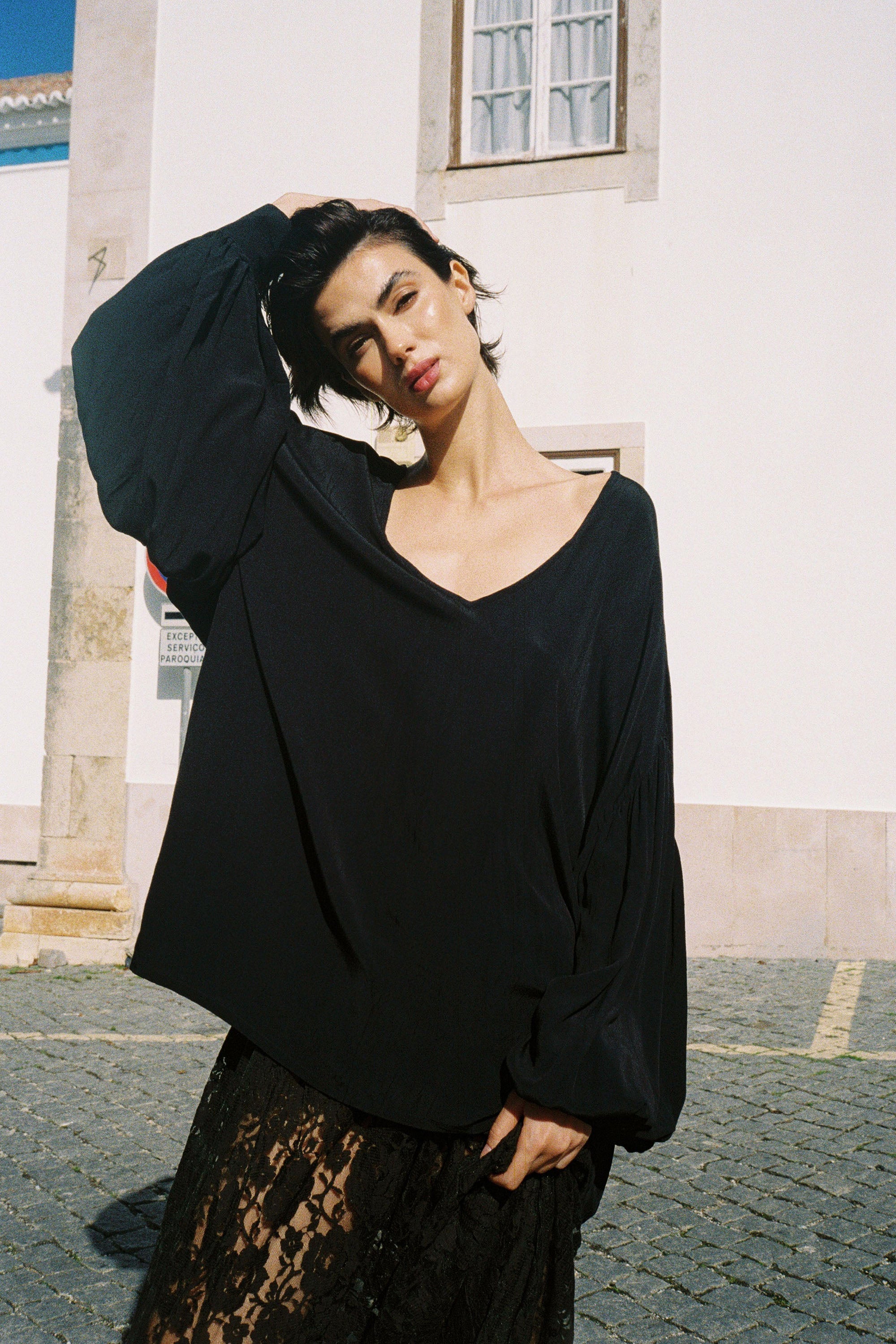 Lace Slip Skirt - Black - RUM Amsterdam