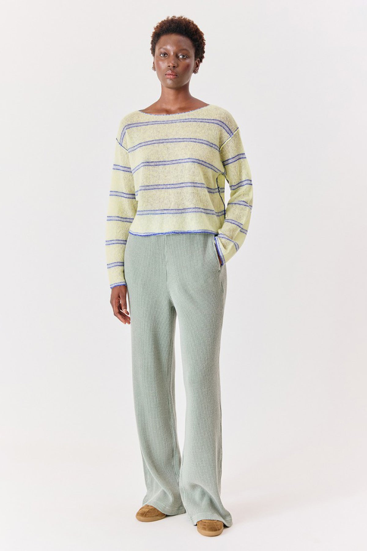 Bodyrow Jumper - Lime Heather Stripe - RUM Amsterdam