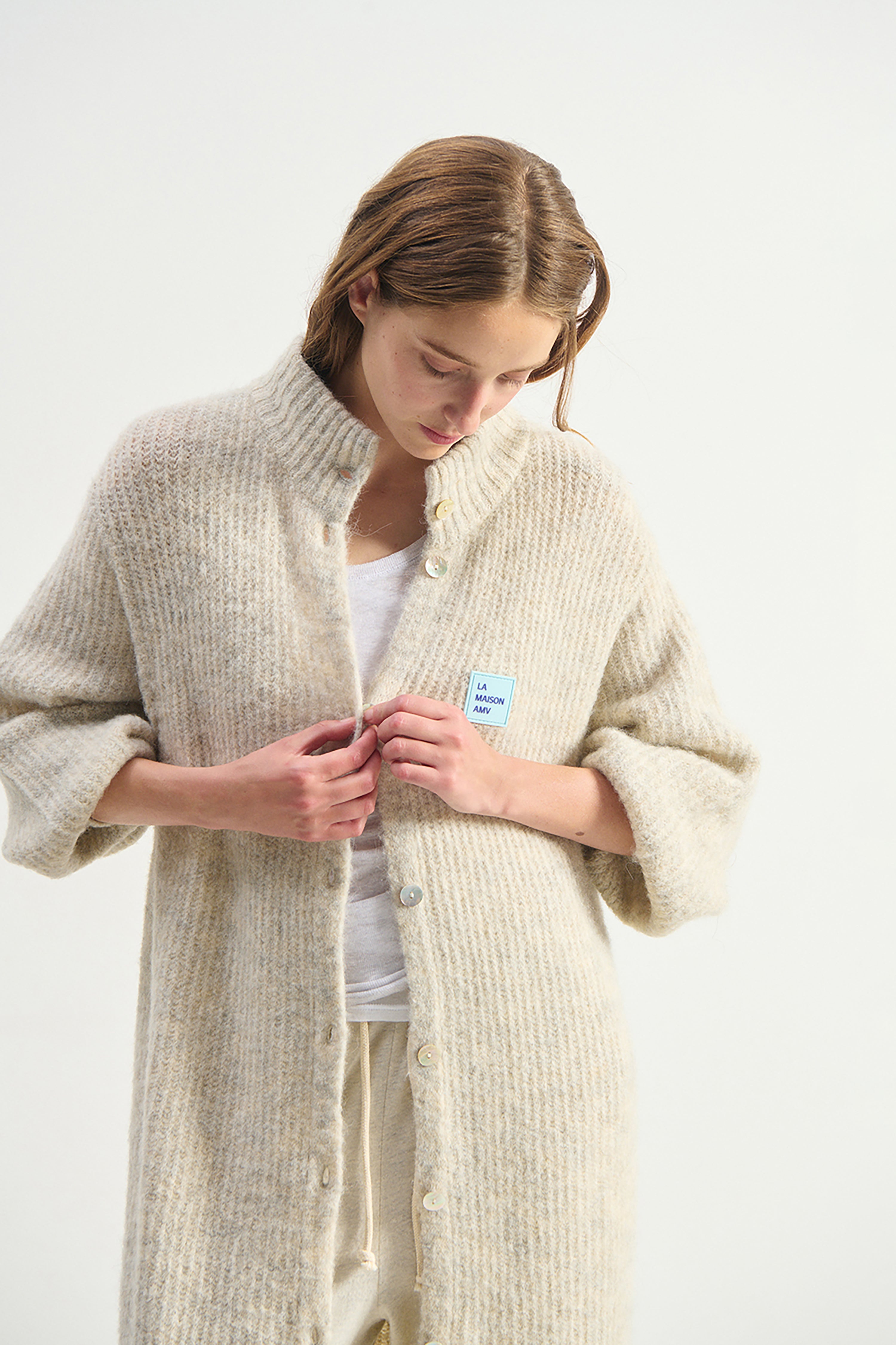 East Maxi Cardigan - Powder Snow Melange