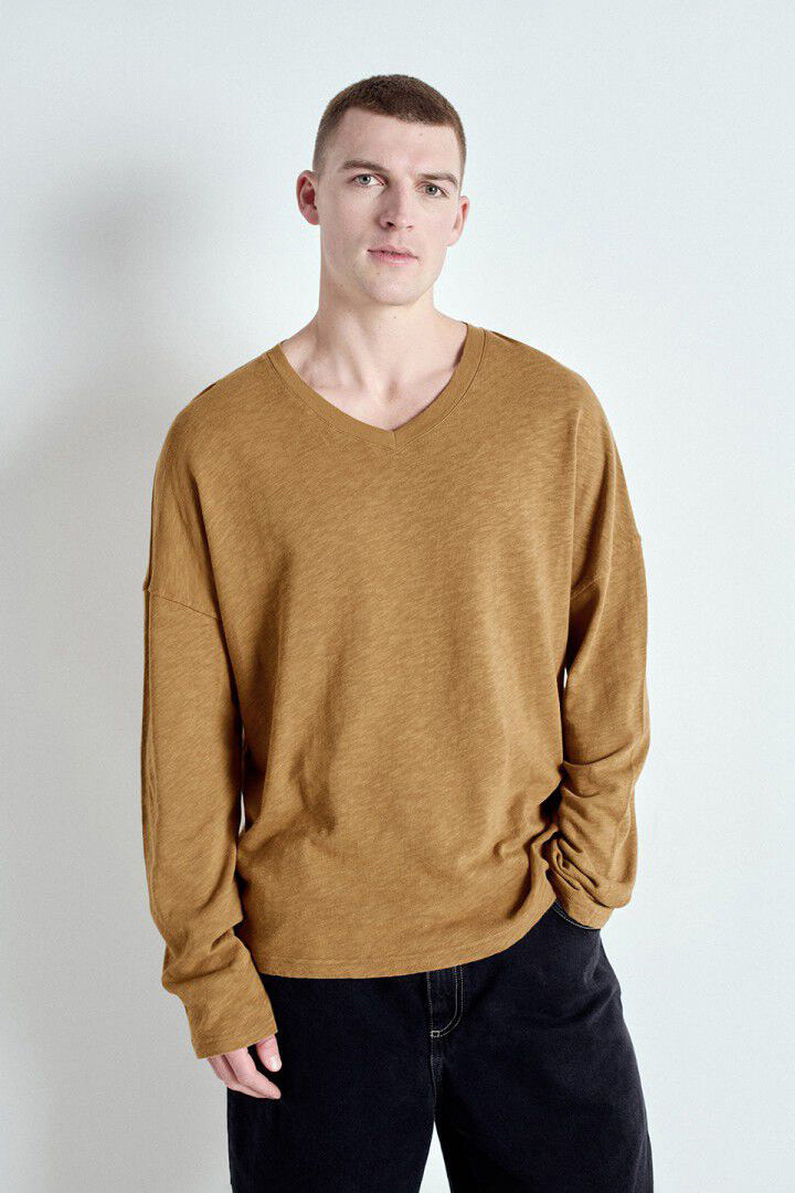 Men's Sonoma T-Shirt LS V-Neck - Vintage Camel - RUM Amsterdam