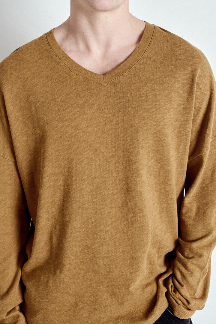 Men's Sonoma T-Shirt LS V-Neck - Vintage Camel - RUM Amsterdam