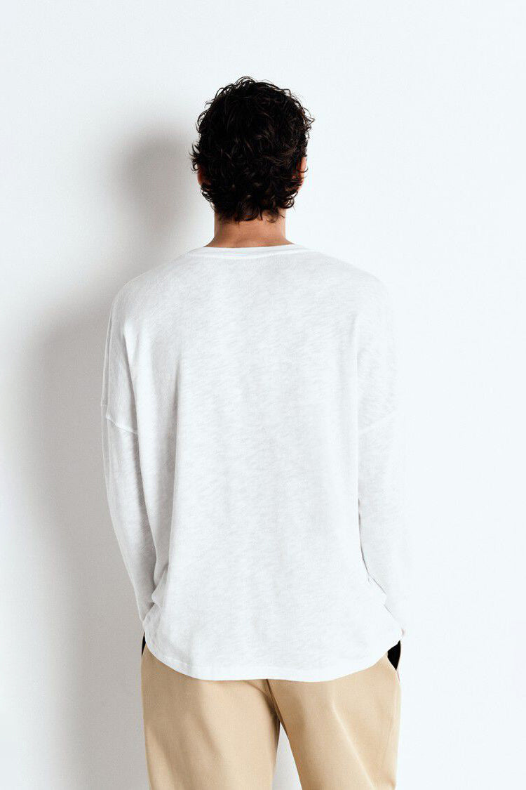 Men's Sonoma T-Shirt LS V-Neck - White - RUM Amsterdam