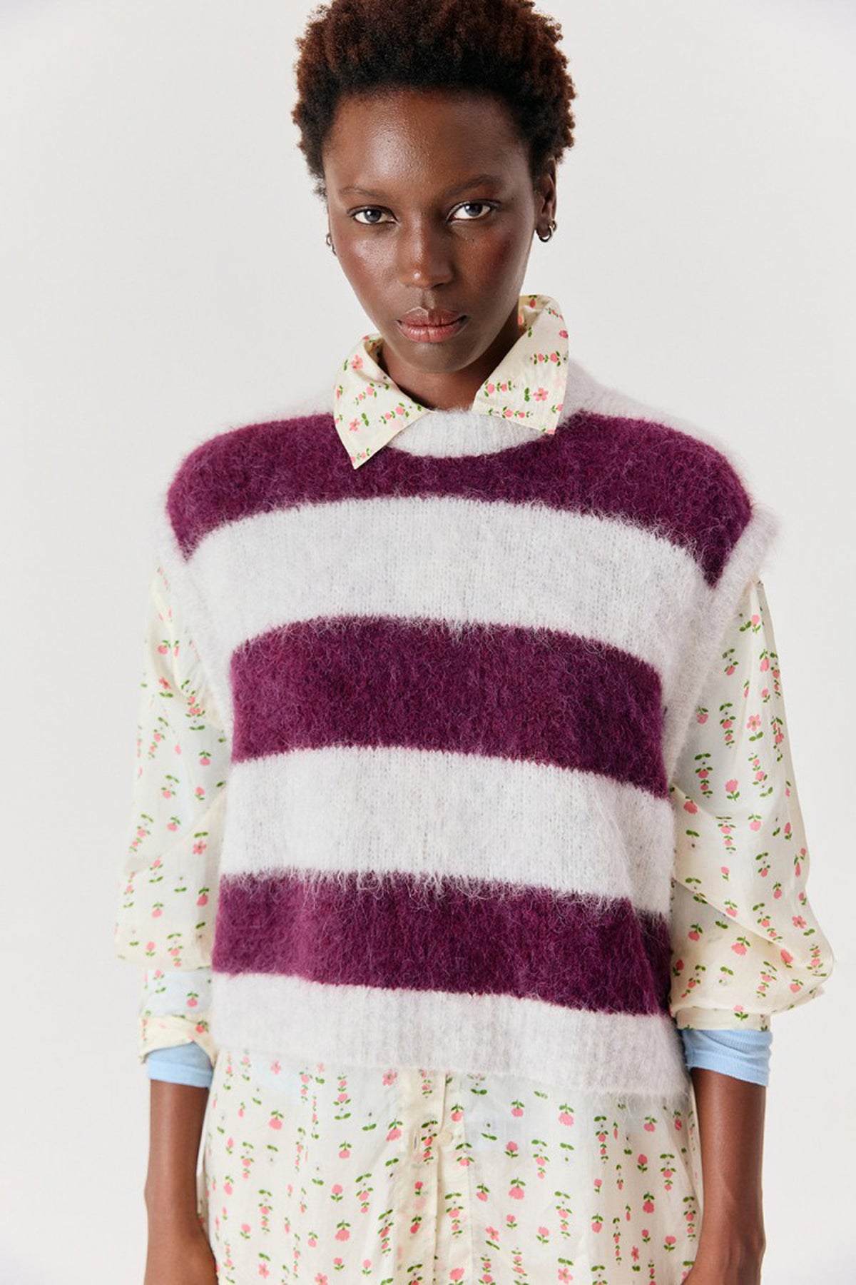 Niby Sleeveless Jumper - Cranberry Stripes