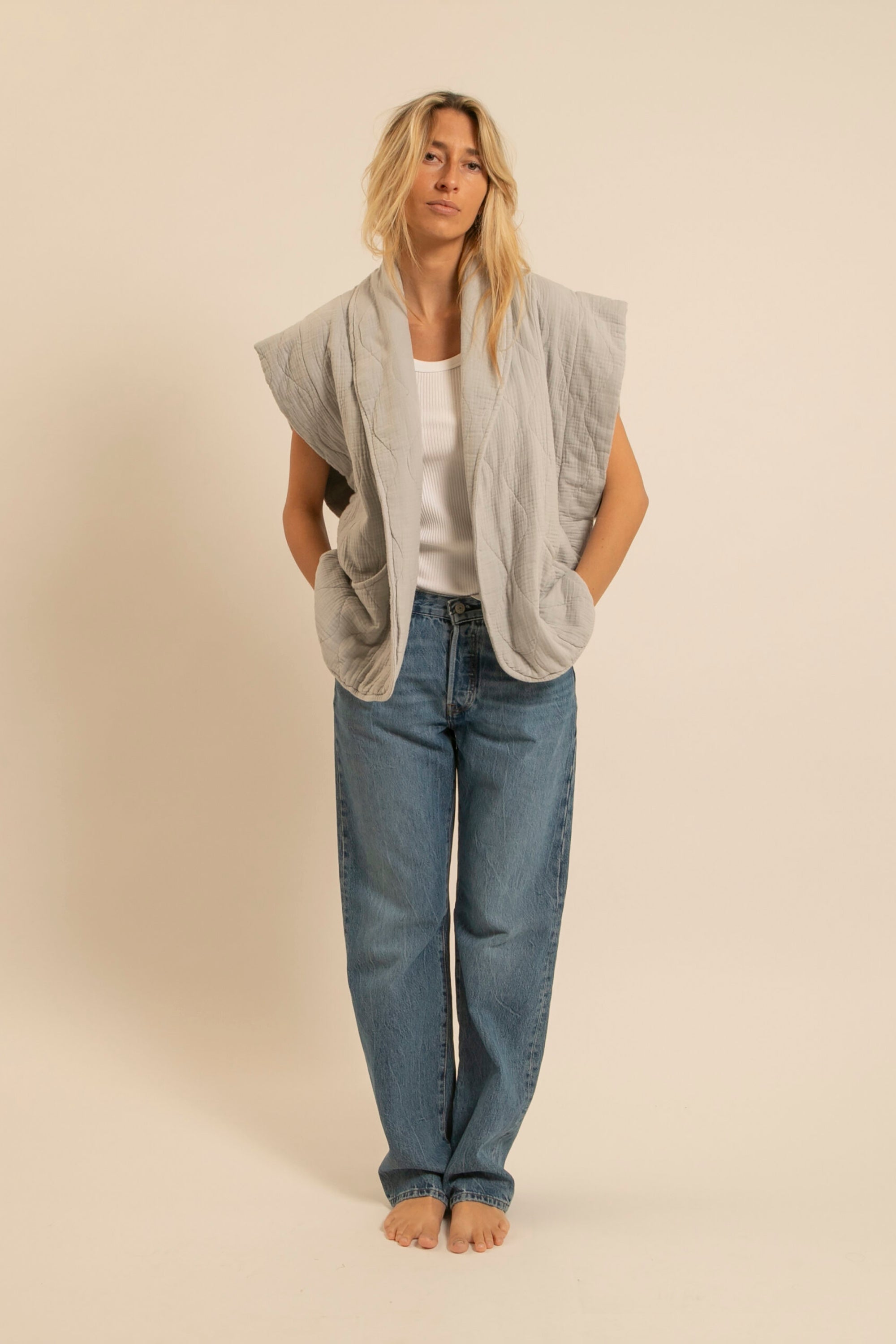 Brooklyn Sleeveless Jacket - Grey