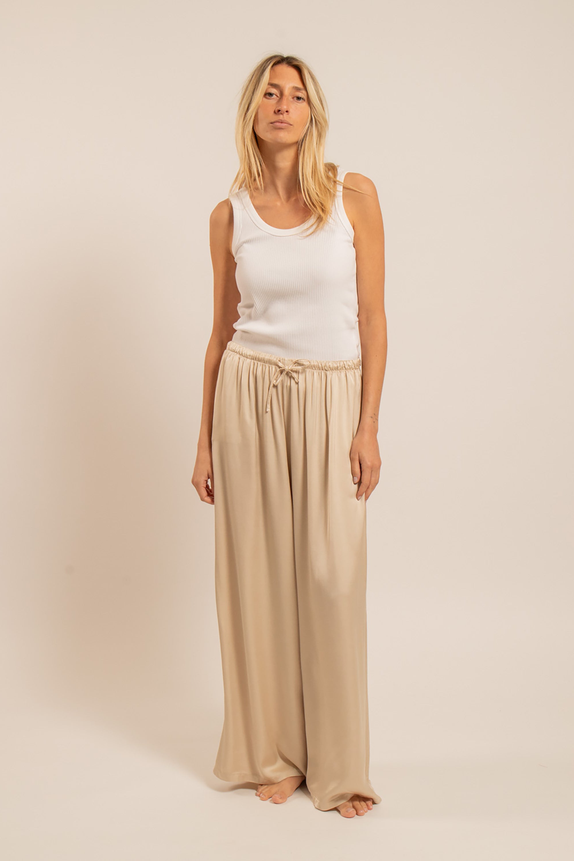 Phoenix Silky Pants - Beige