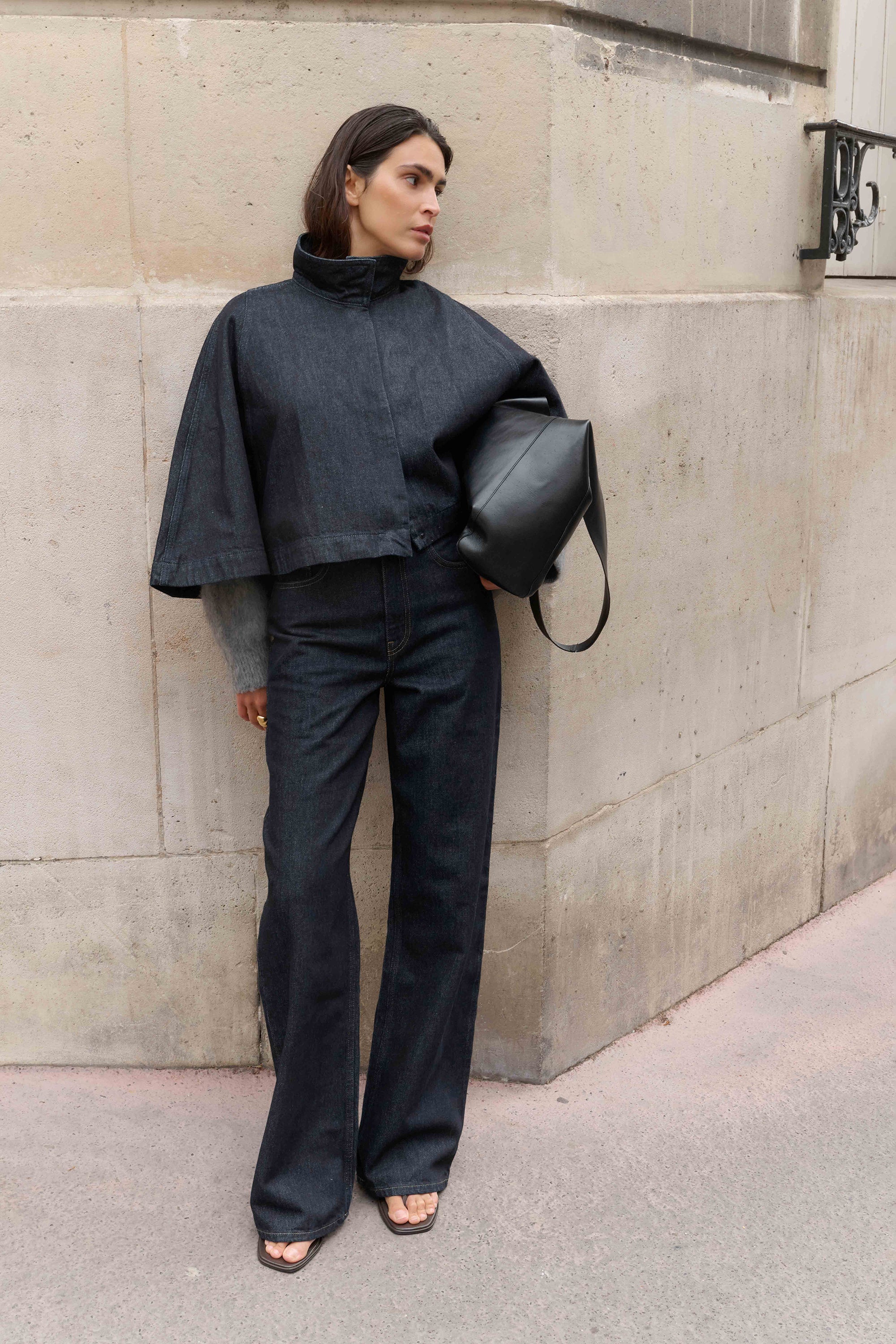 Sade Denim Cape Jacket - Intense Blue