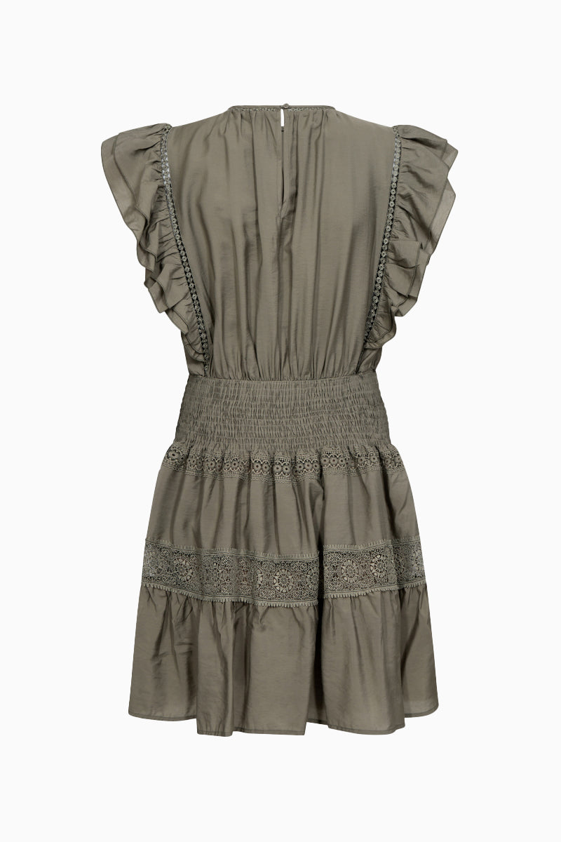 Callum Frill Pintuck Dress - Army
