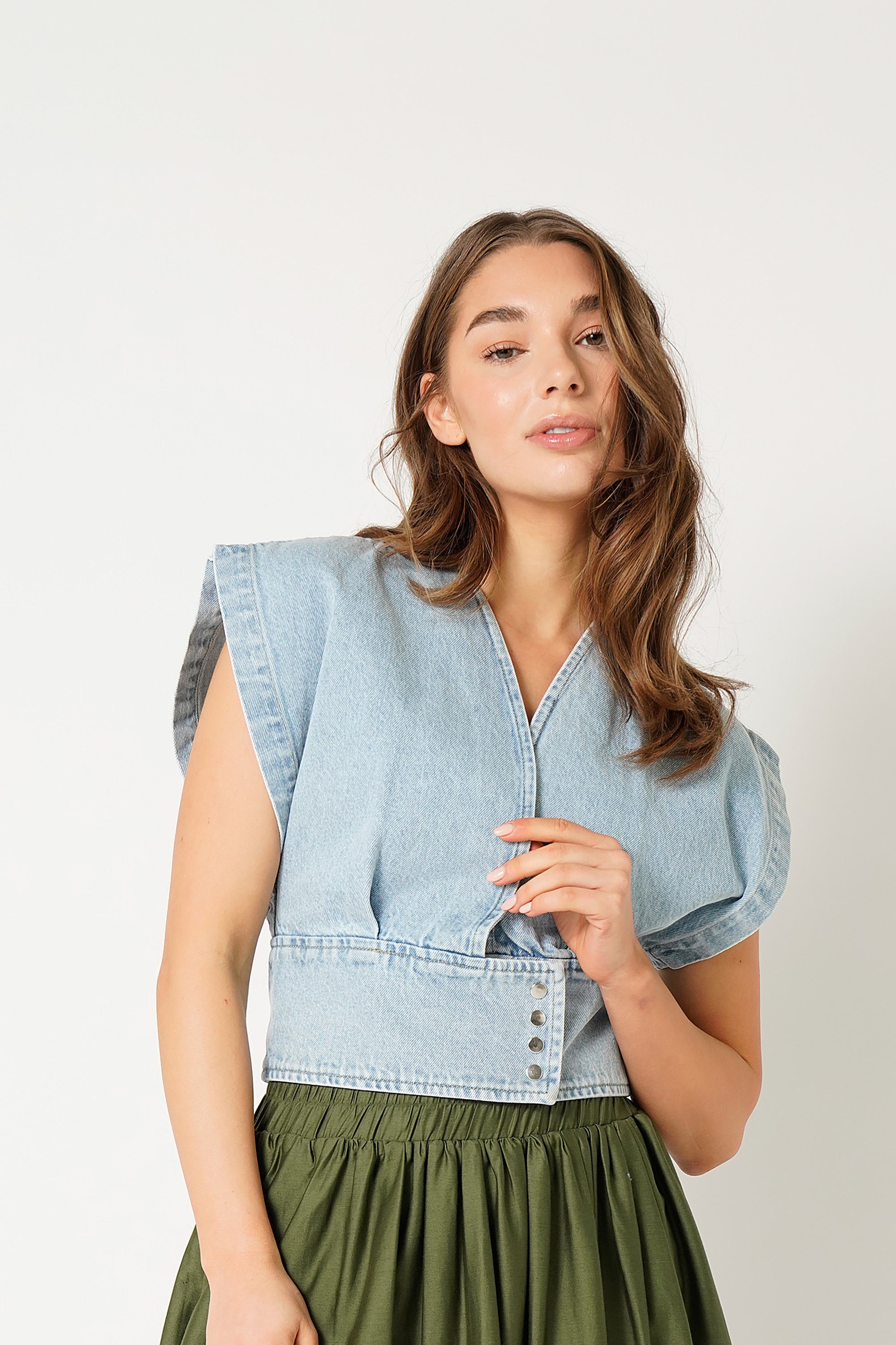 Pfeiffer Denim Top - Light Snow Wash Blue