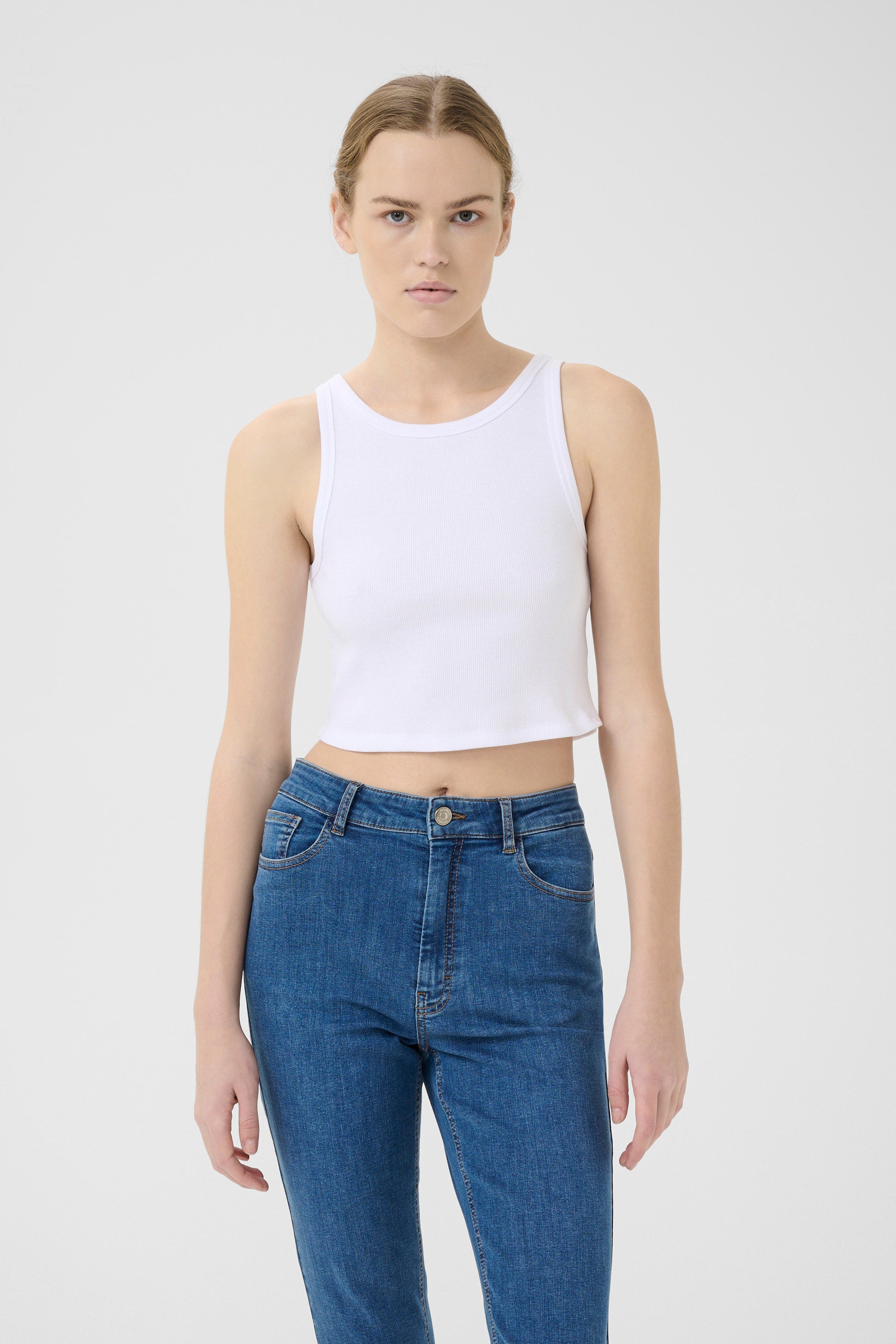 Drew Cropped Top - Bright White - RUM Amsterdam