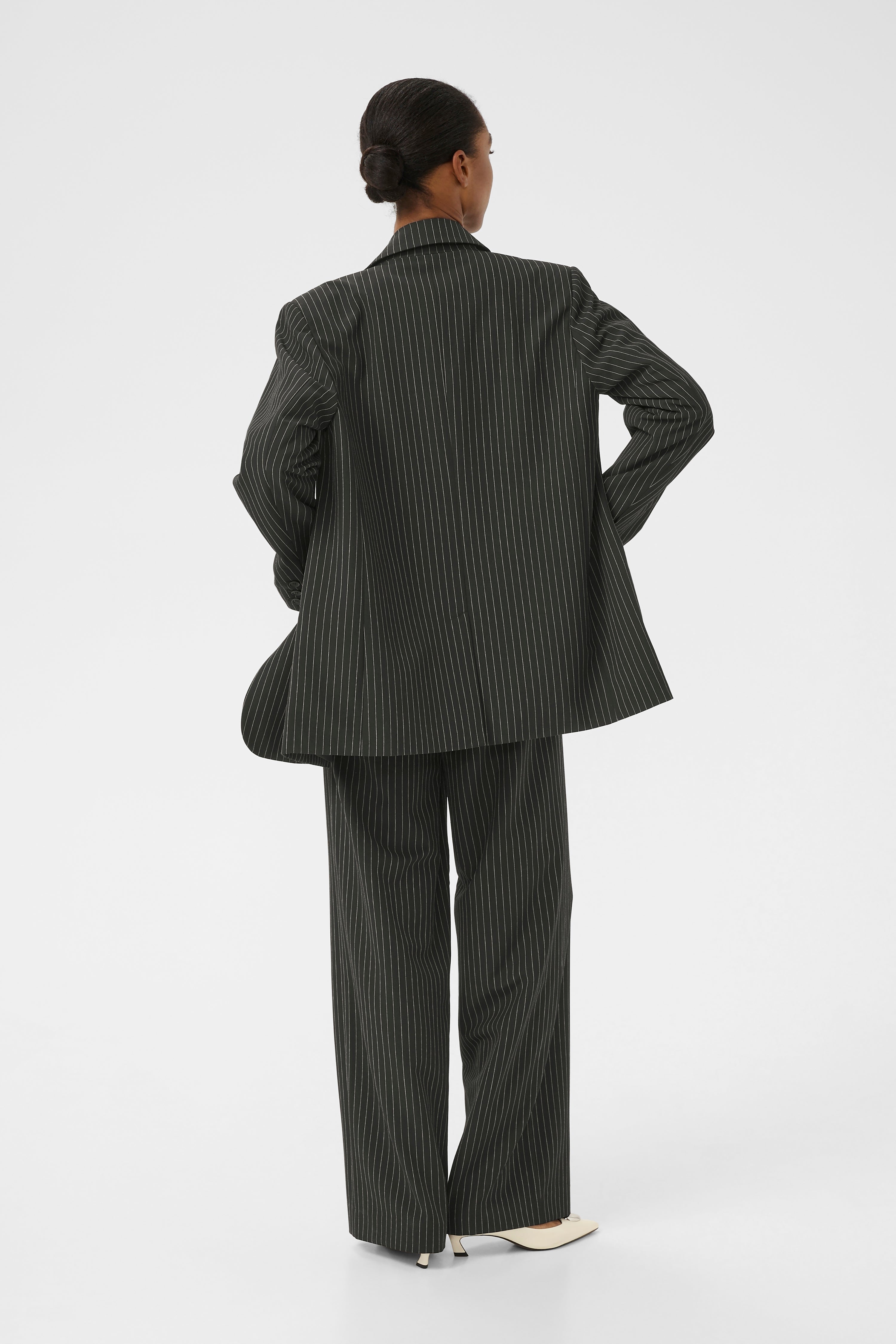 Joelle Pinstripe Blazer - Black