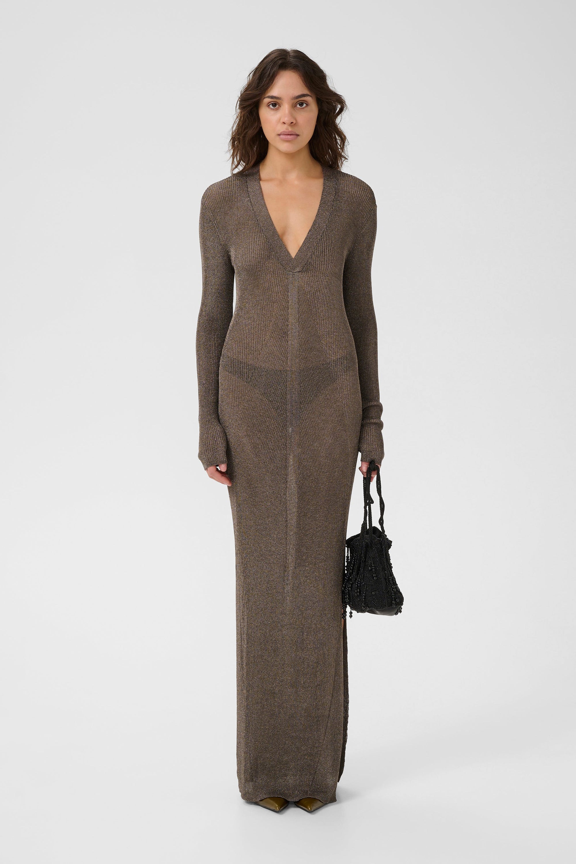 Silvi Dress - Warm Grey Metallic