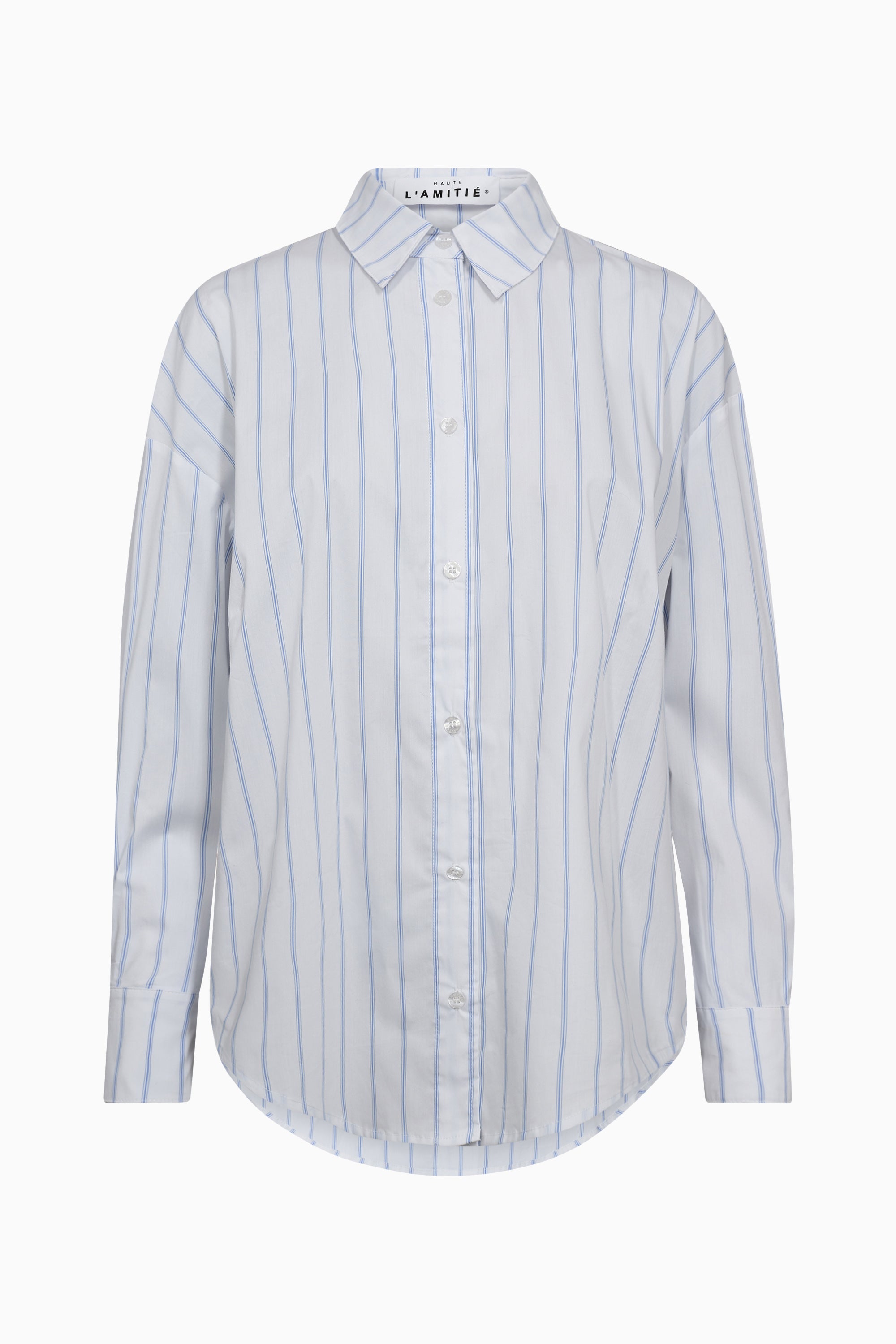 Fine Line Twist Bow Shirt - Blue Stripe - RUM Amsterdam