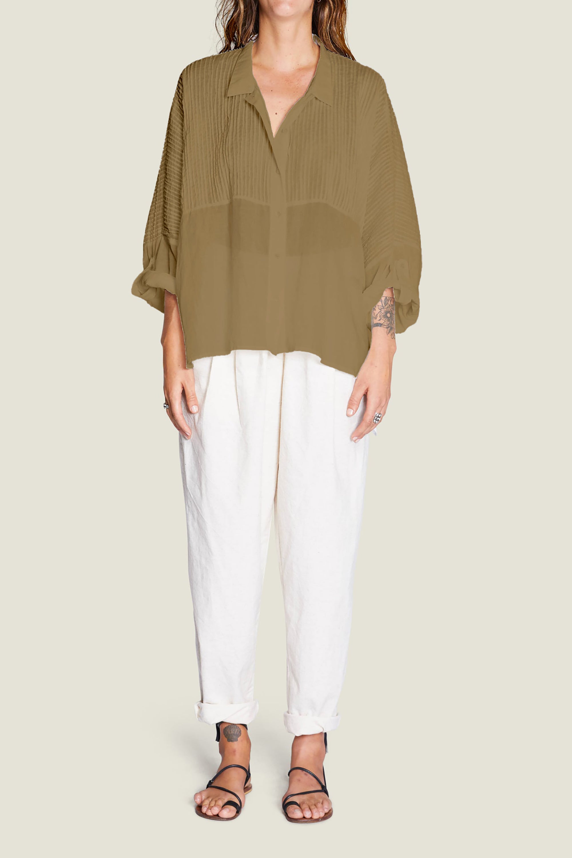 Biarritz Oversized Shirt - Khaki - RUM Amsterdam