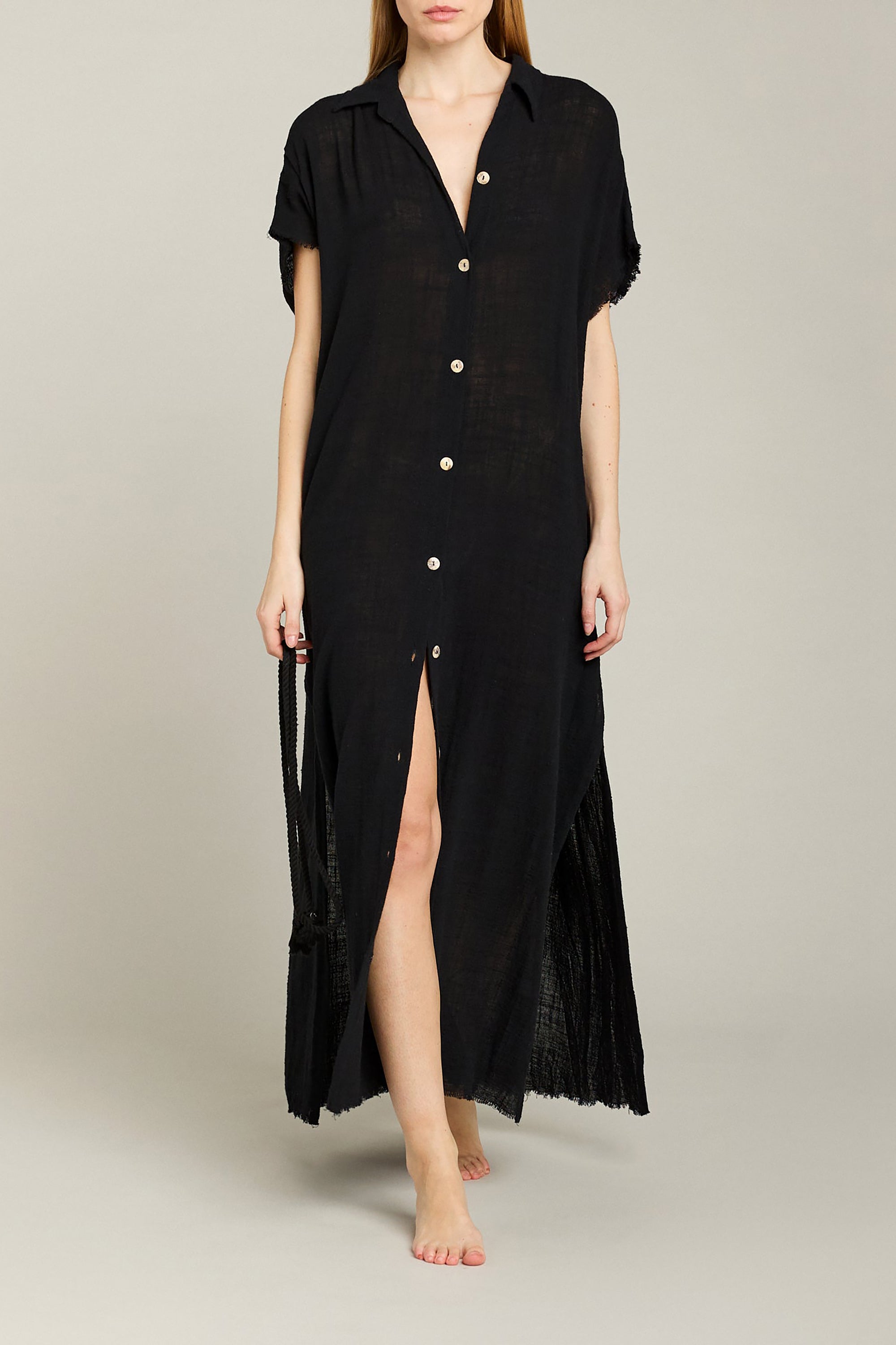 Mykonos Long Shirt Dress - Black - RUM Amsterdam