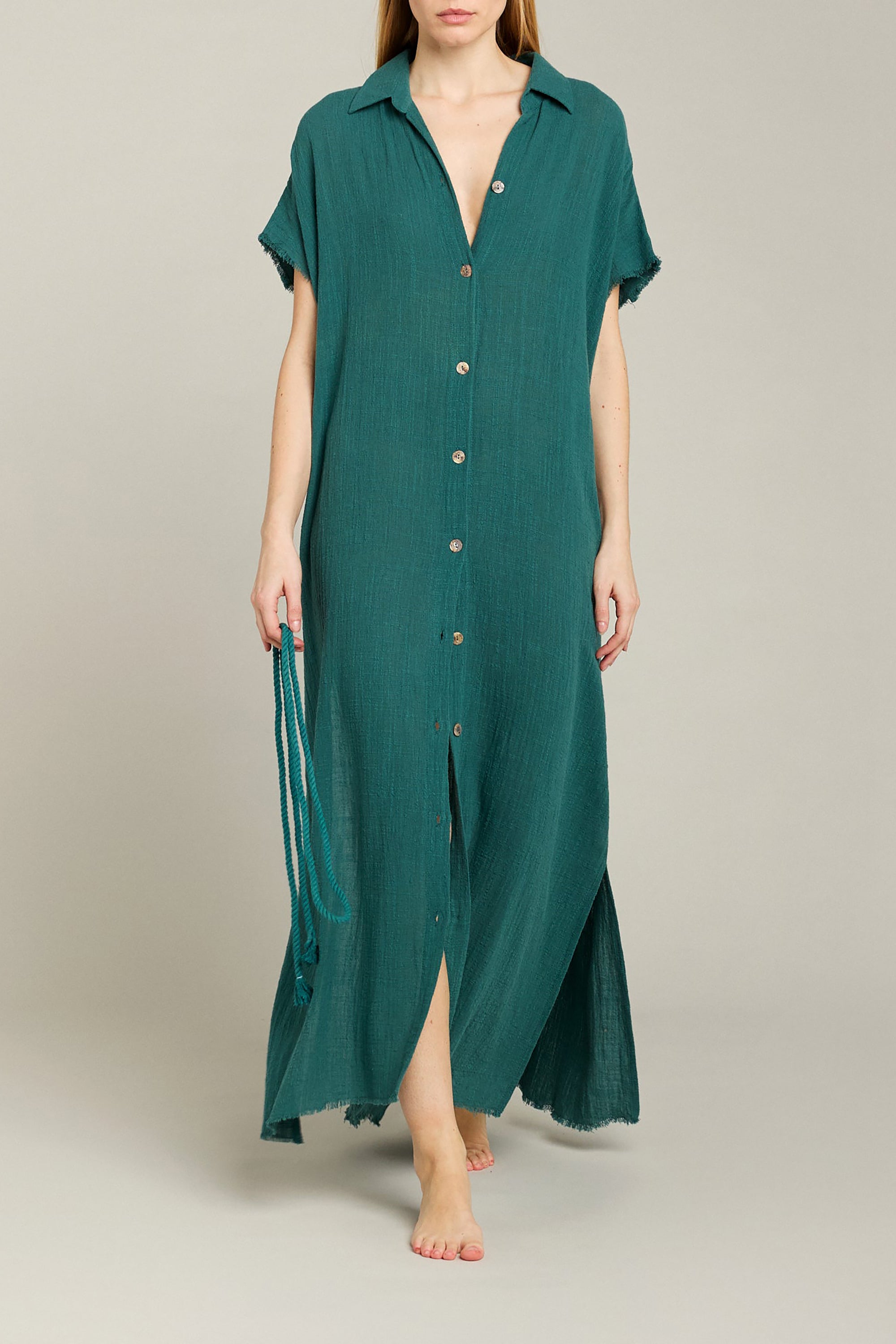 Mykonos Long Shirt Dress - Emerald - RUM Amsterdam