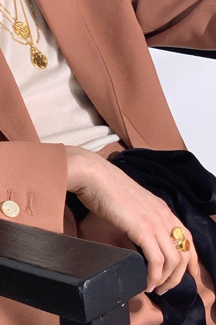 Chemaine Ring - Gold with Agate - RUM Amsterdam