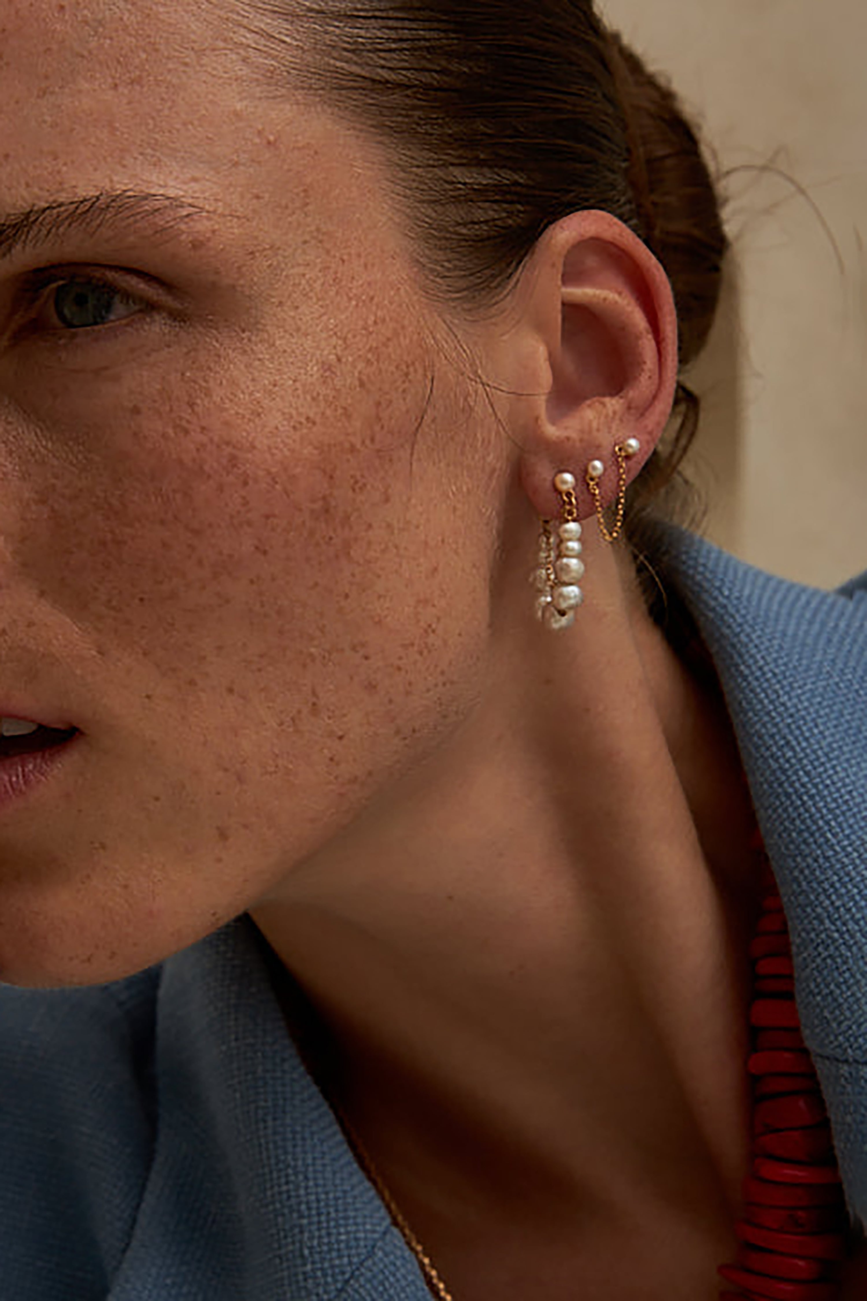 Meris Earrings - Gold with Pearls - RUM Amsterdam