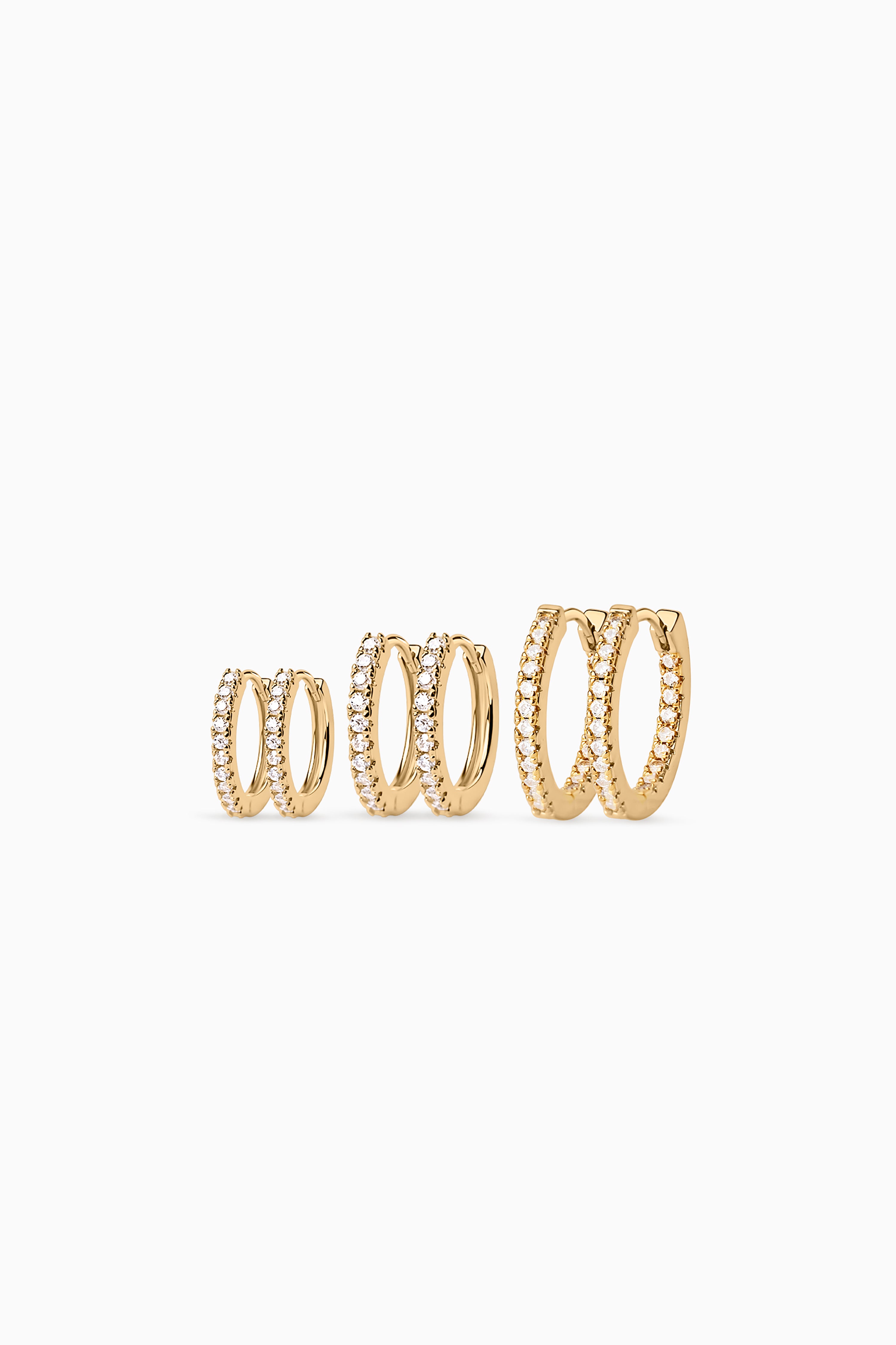 3-Pack Zirconia Hoops - Gold