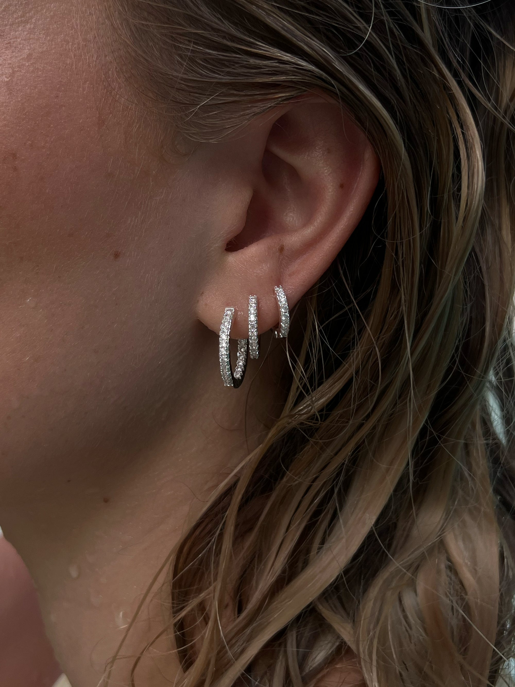 3-Pack Zirconia Hoops - Silver