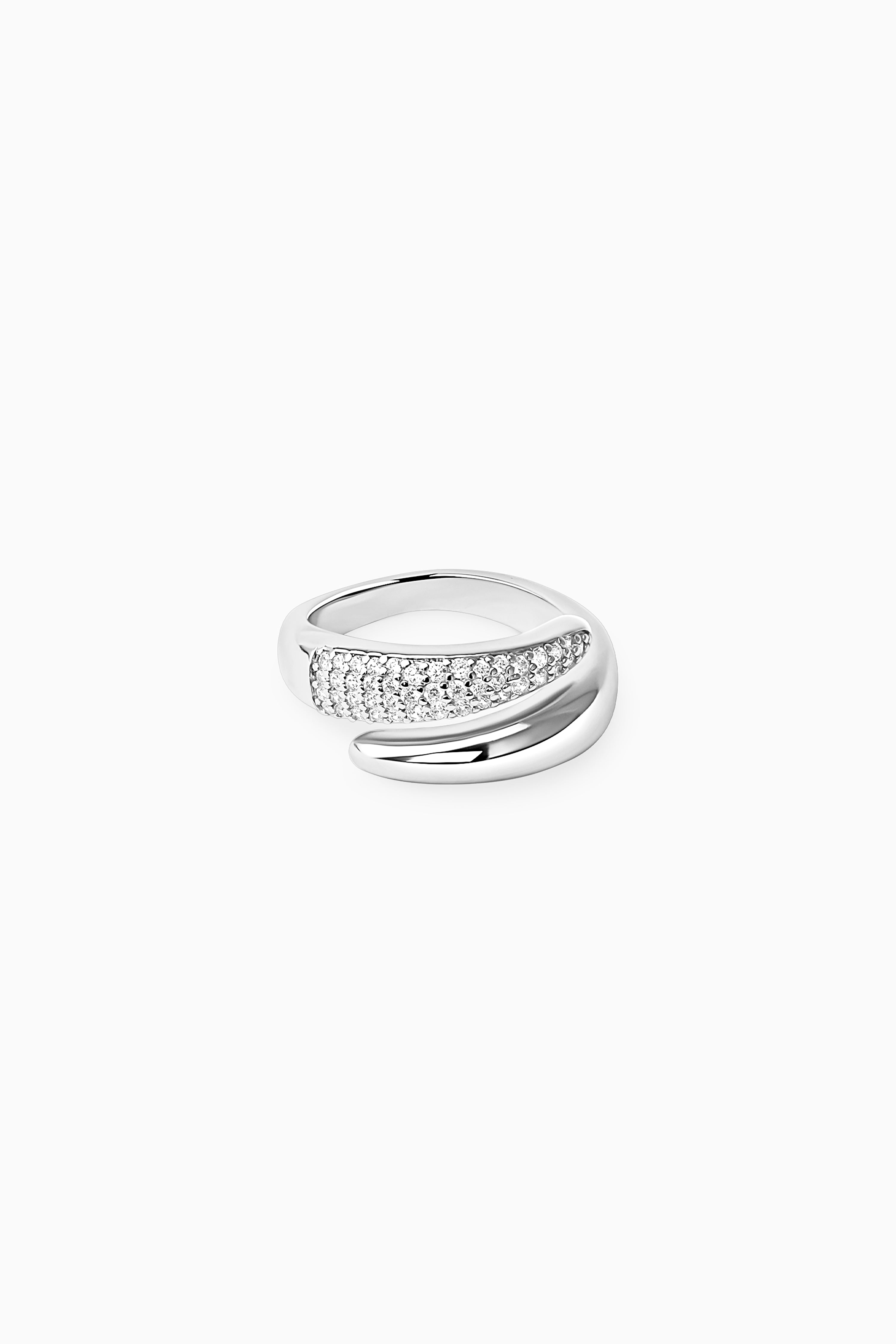 Adjustable Duo Zirconia Ring - Silver