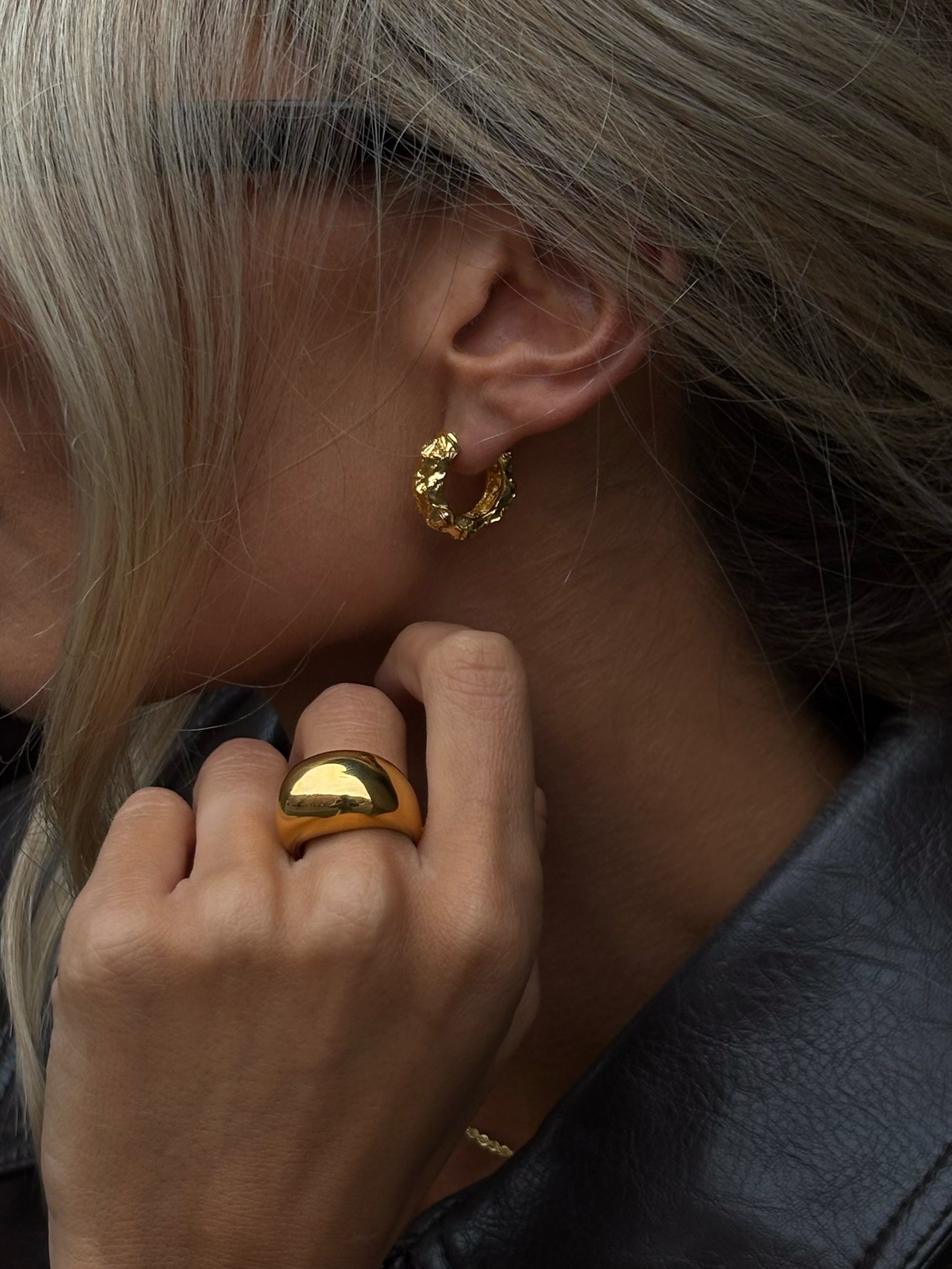 Hammered Hoops - Gold