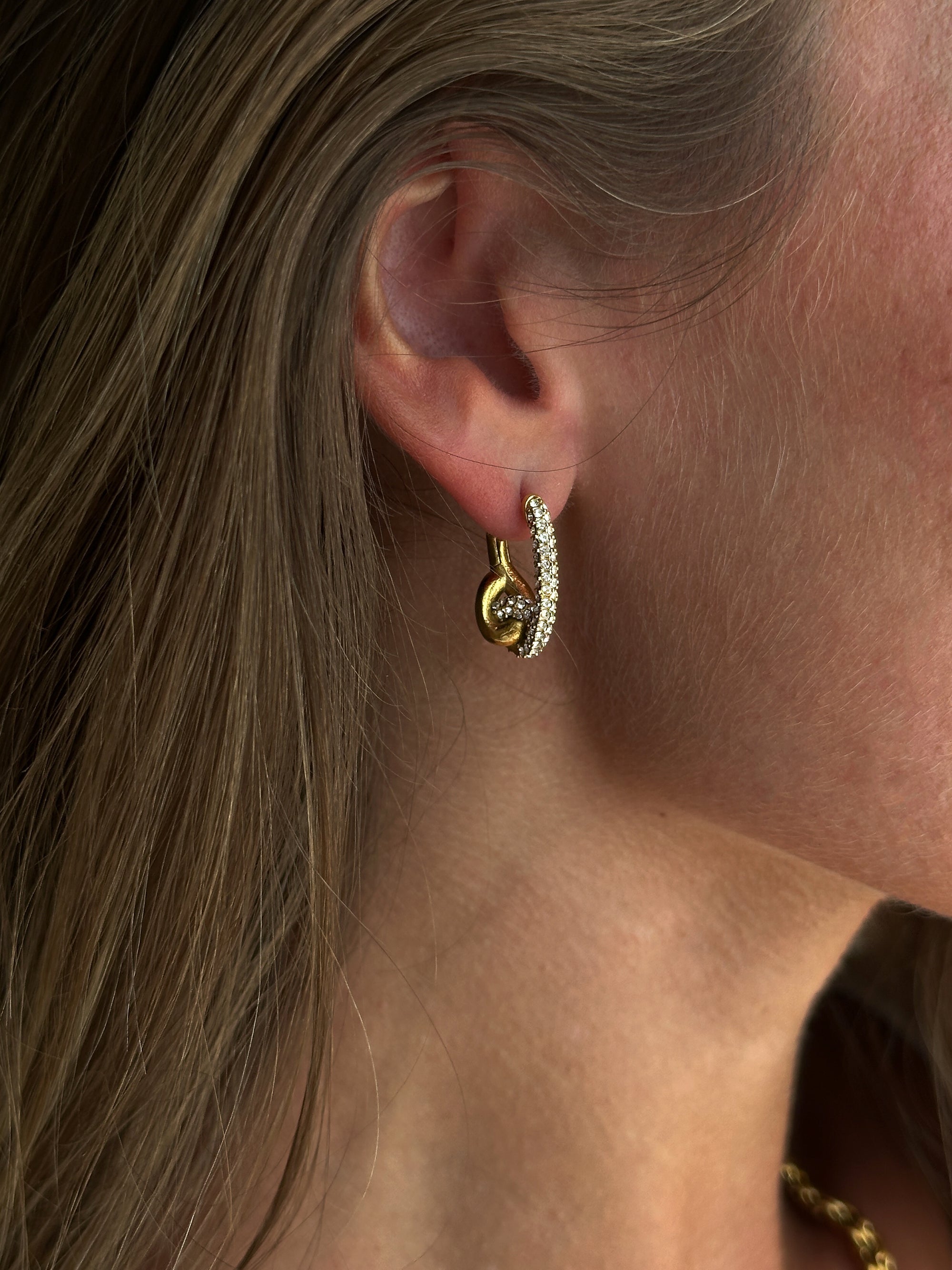 Pavé Knot Earrings - Gold