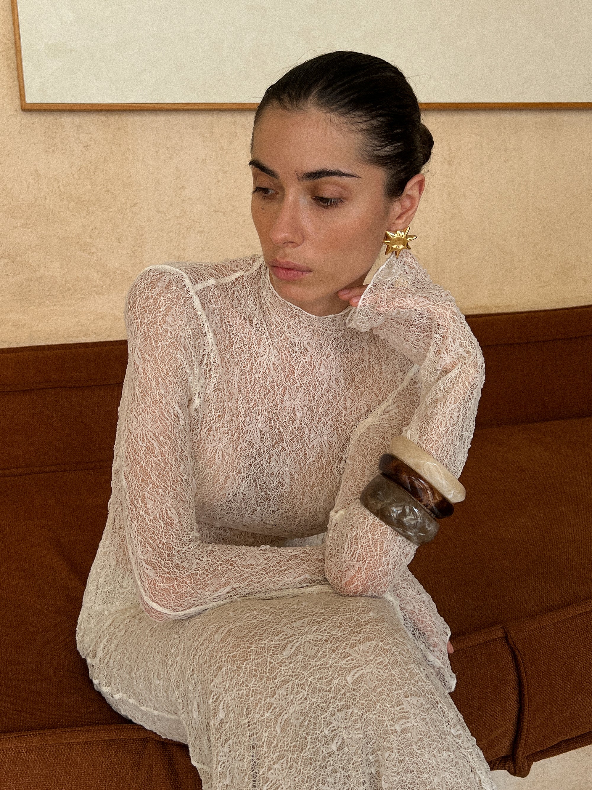 Resin Bangle Bracelet - Brown