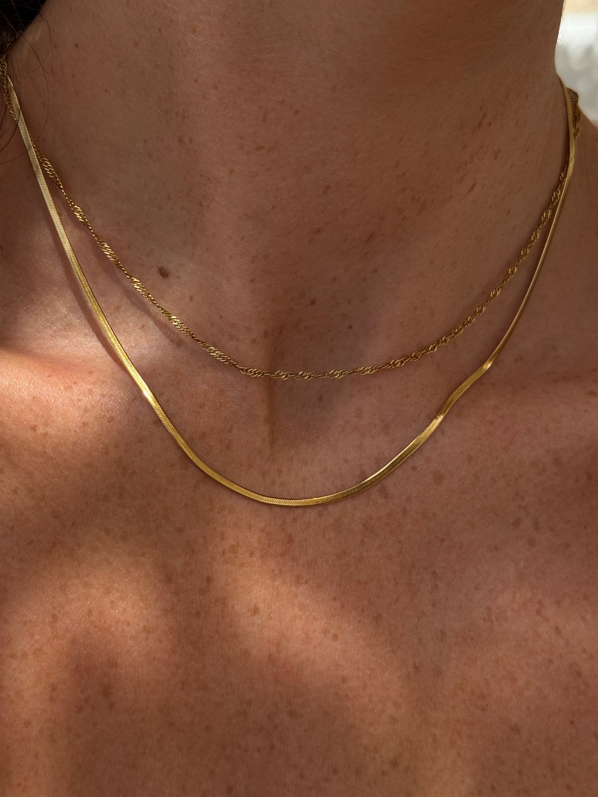 Thin Snake Chain Necklace - Gold