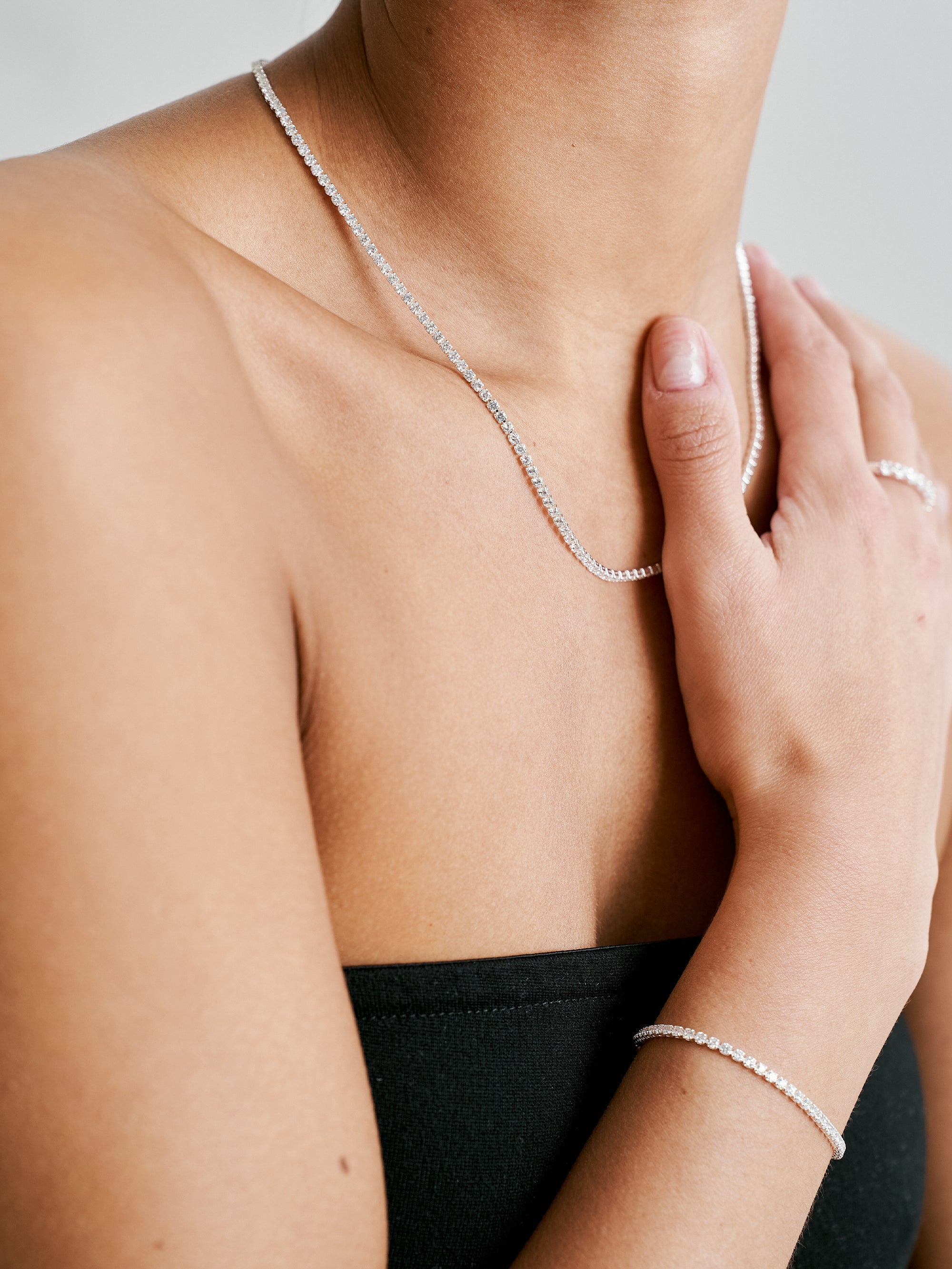 Thin Tennis Bracelet - Silver