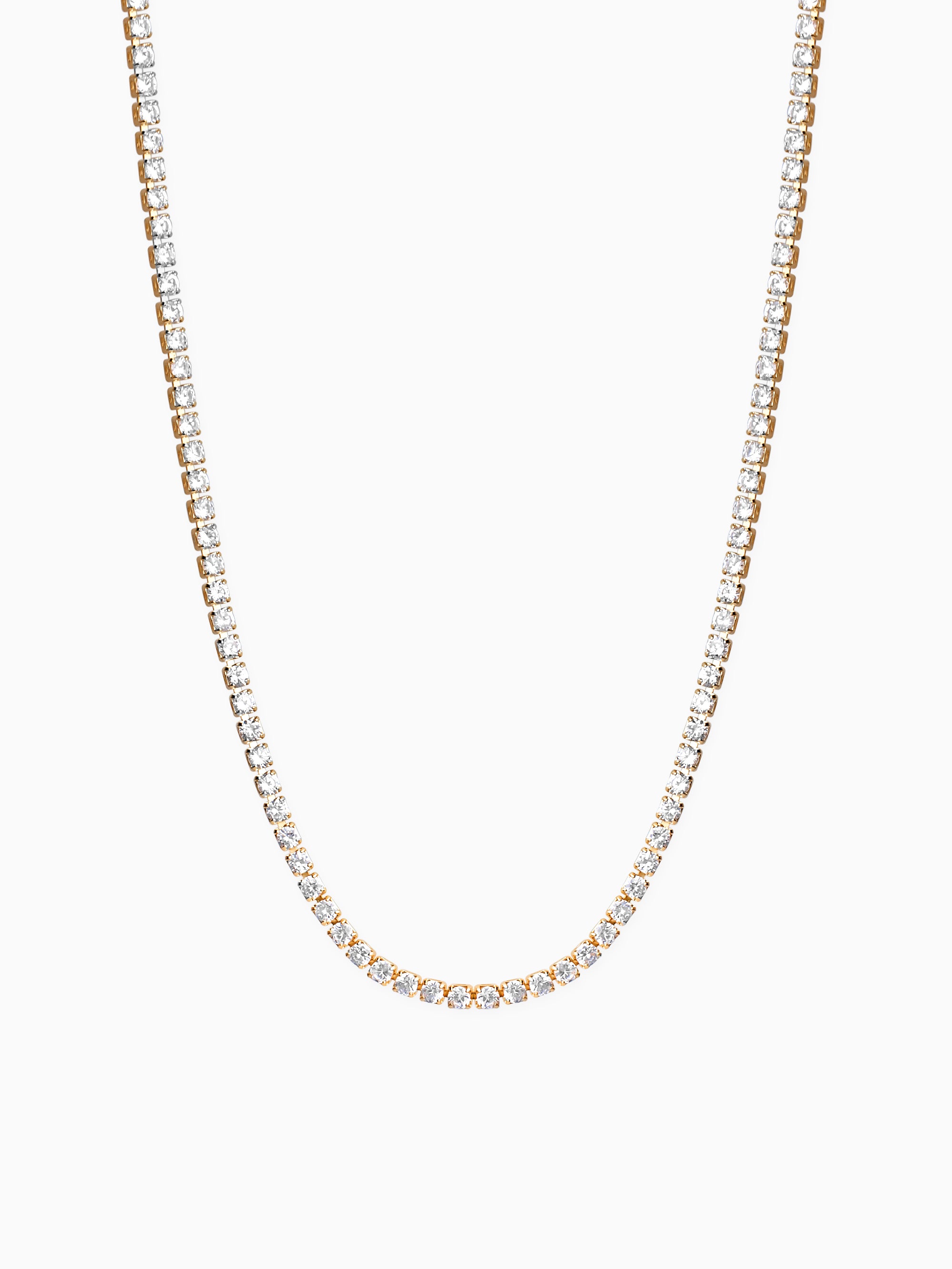 Thin Tennis Necklace - Gold