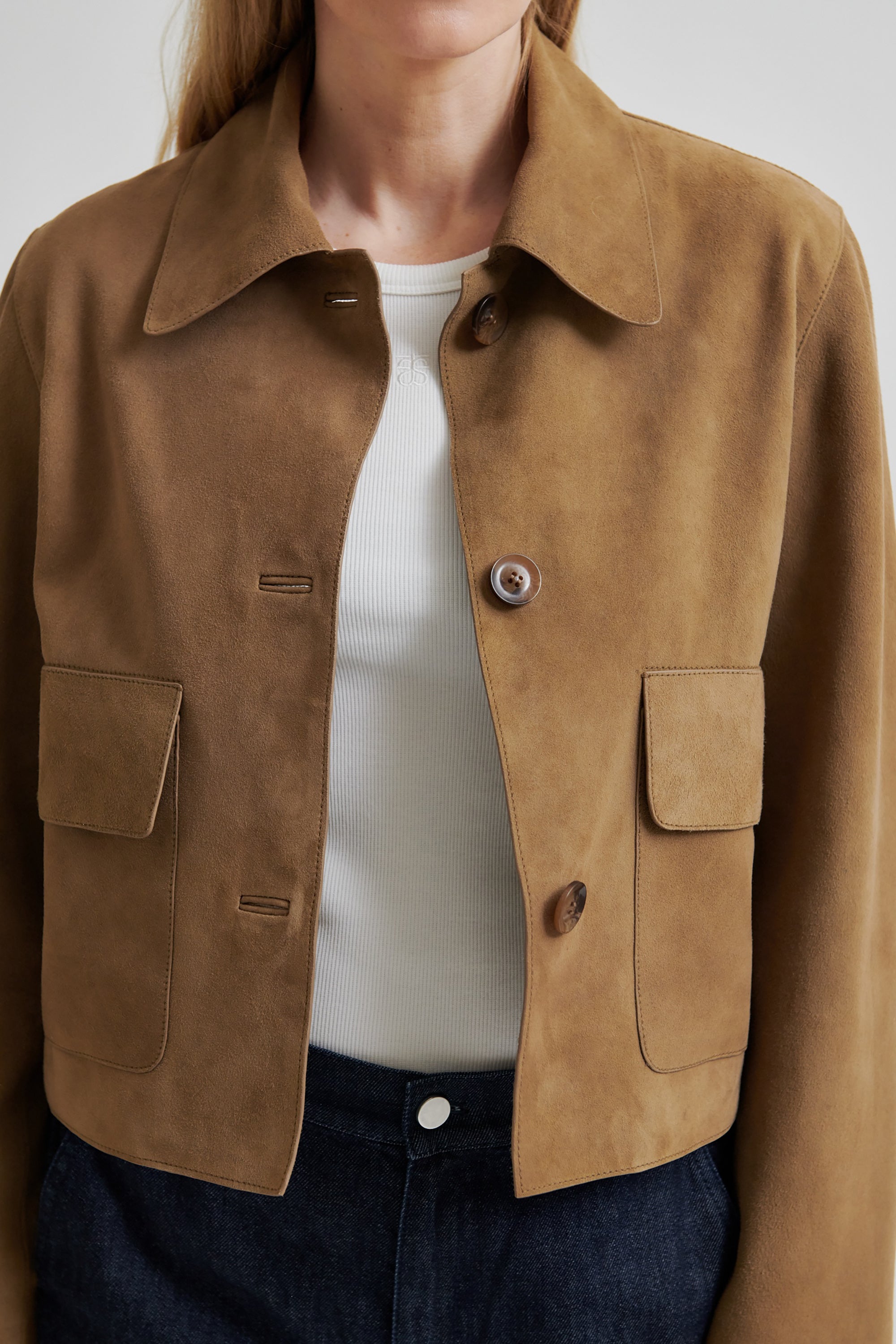 Noomi Suede Jacket - Silver Mink