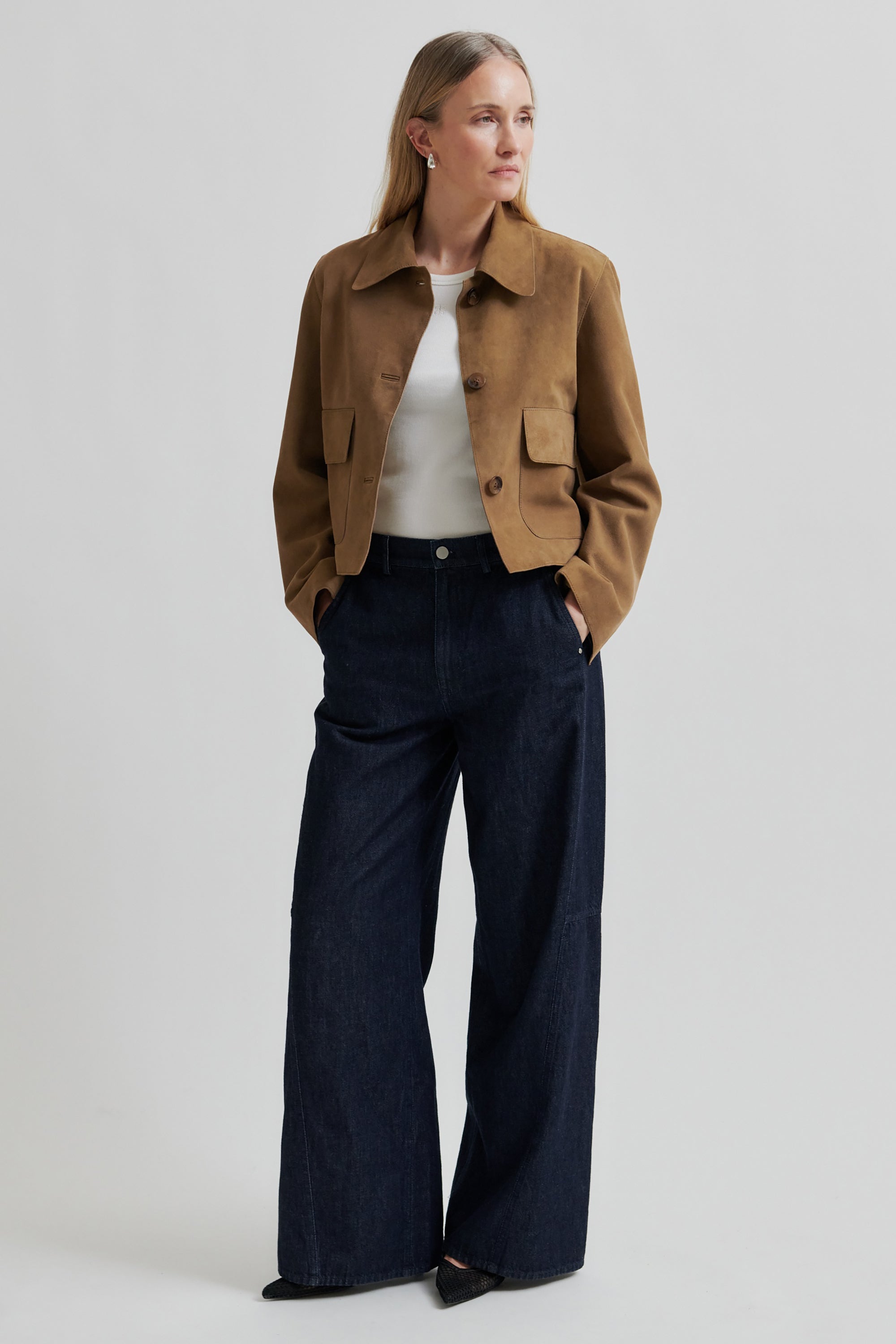 Noomi Suede Jacket - Silver Mink