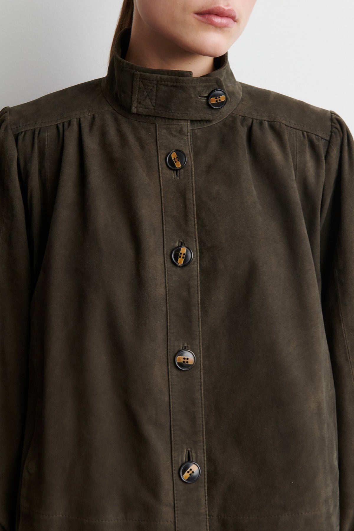 Zonie Suede Jacket - Black Olive