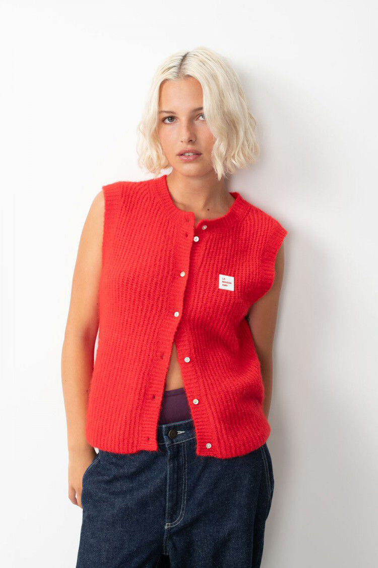 East Sleeveless Cardigan - Pepper Melange