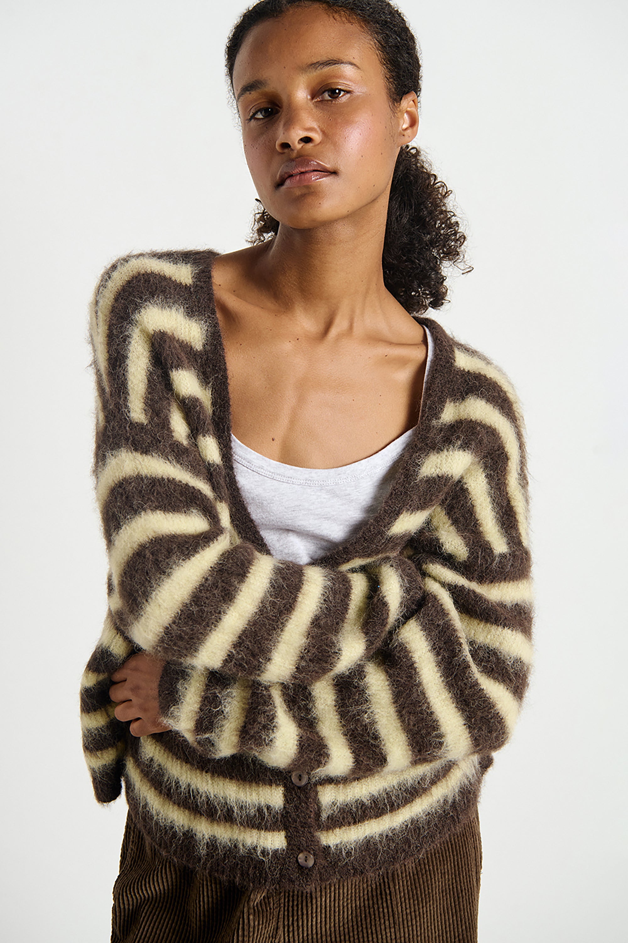 Nenybay Cardigan - Striped Soybean Root