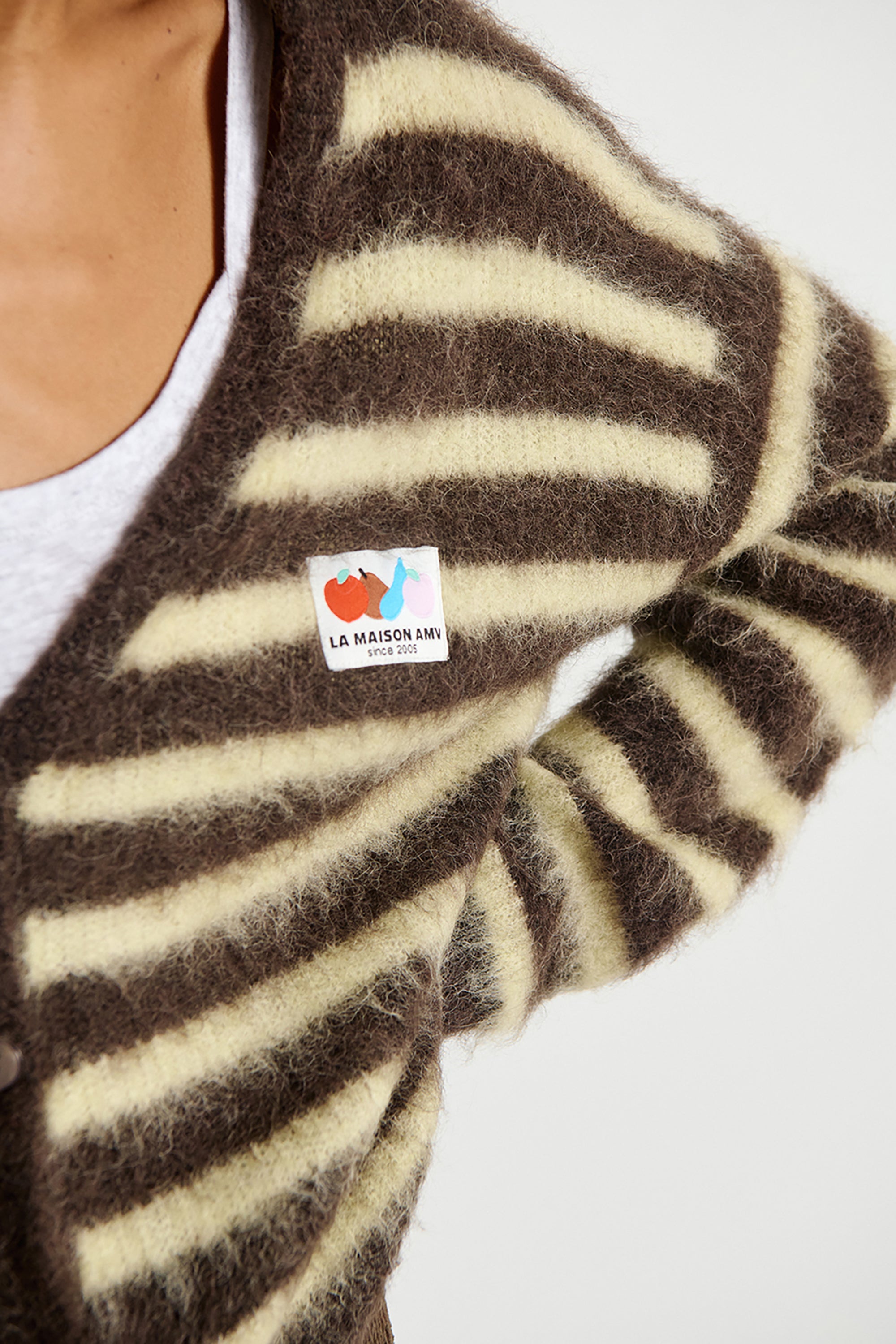Nenybay Cardigan - Striped Soybean Root