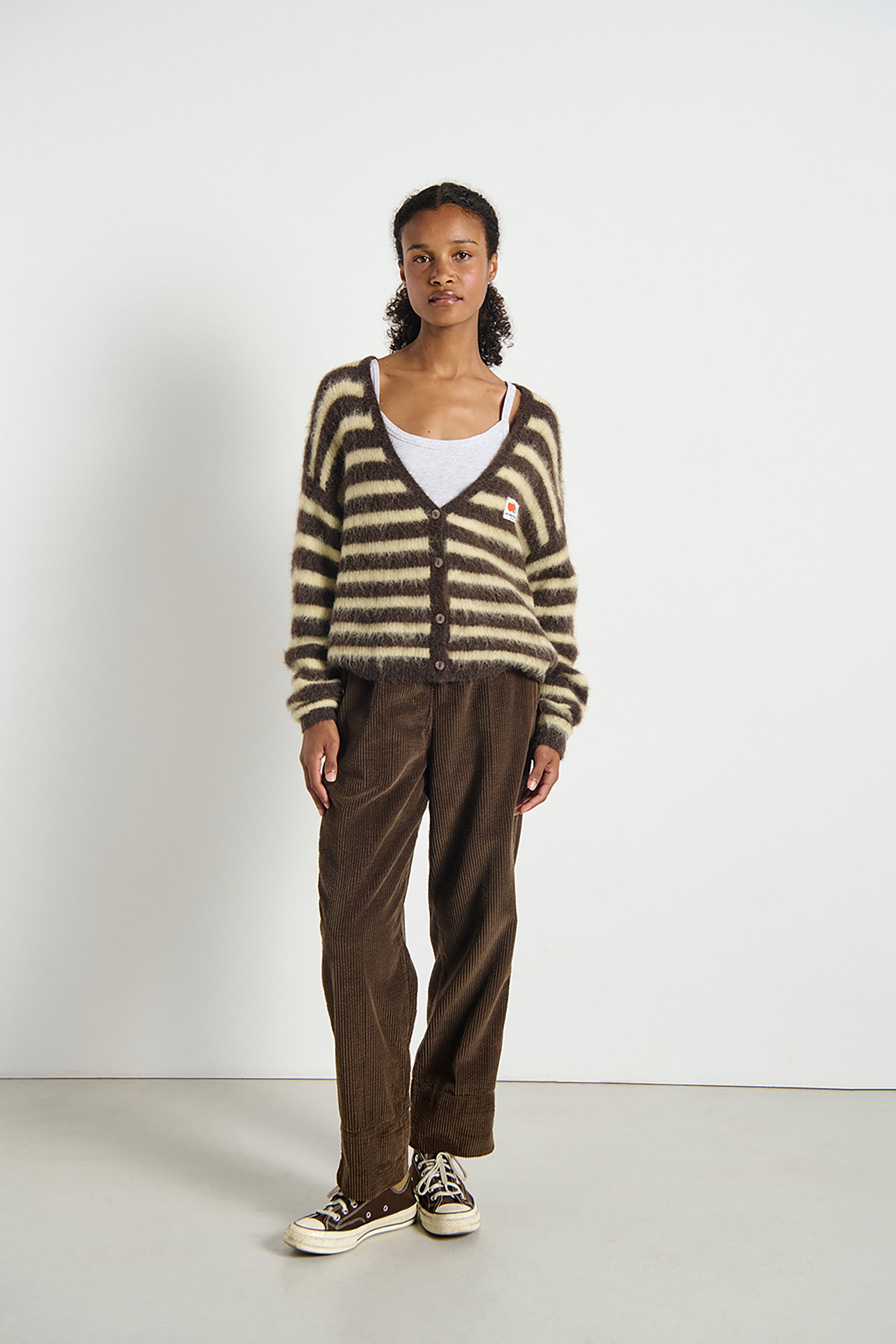 Nenybay Cardigan - Striped Soybean Root