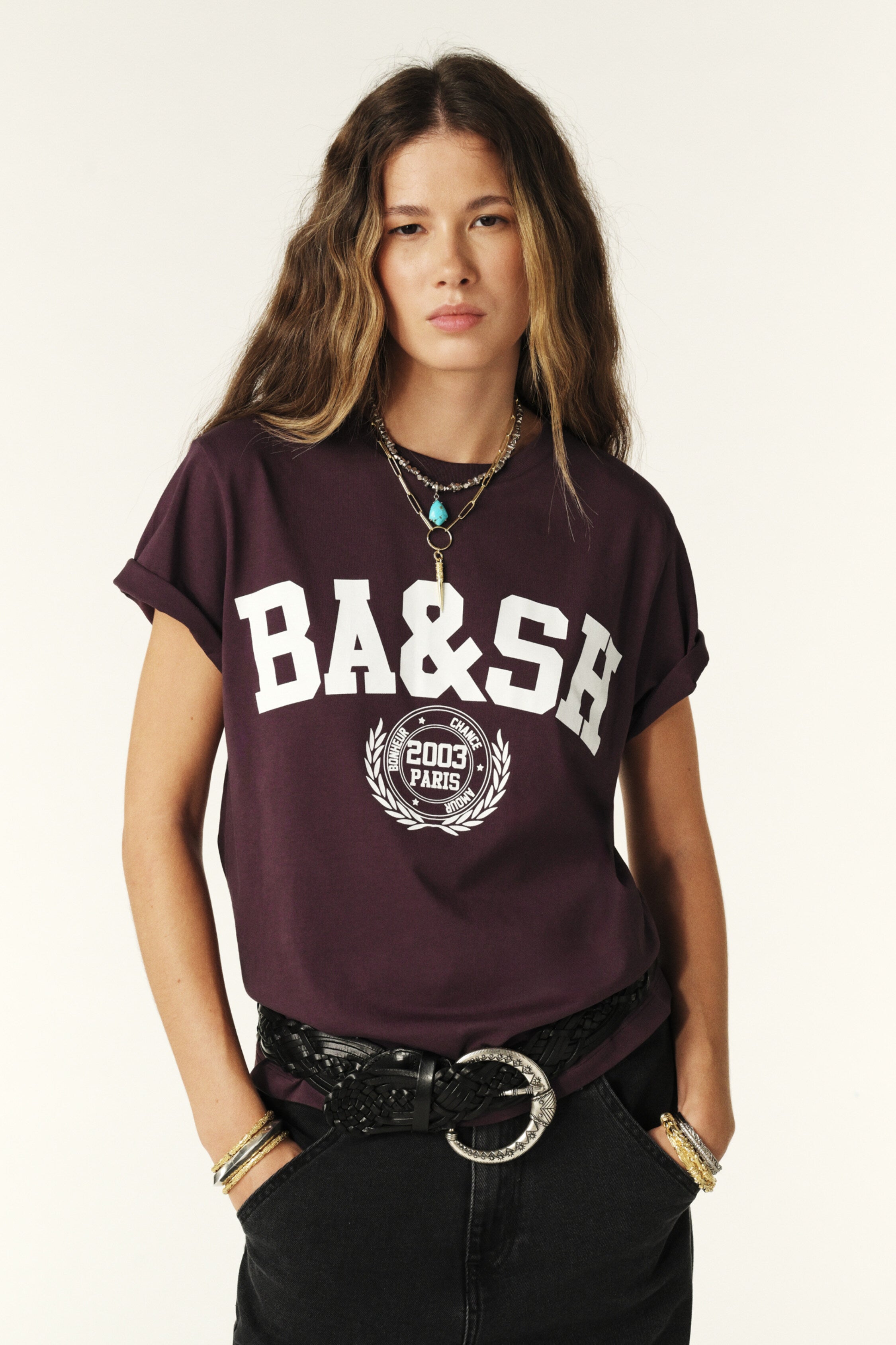 Ba&sh Ioni Tee Shirt - Bordeaux - RUM Amsterdam