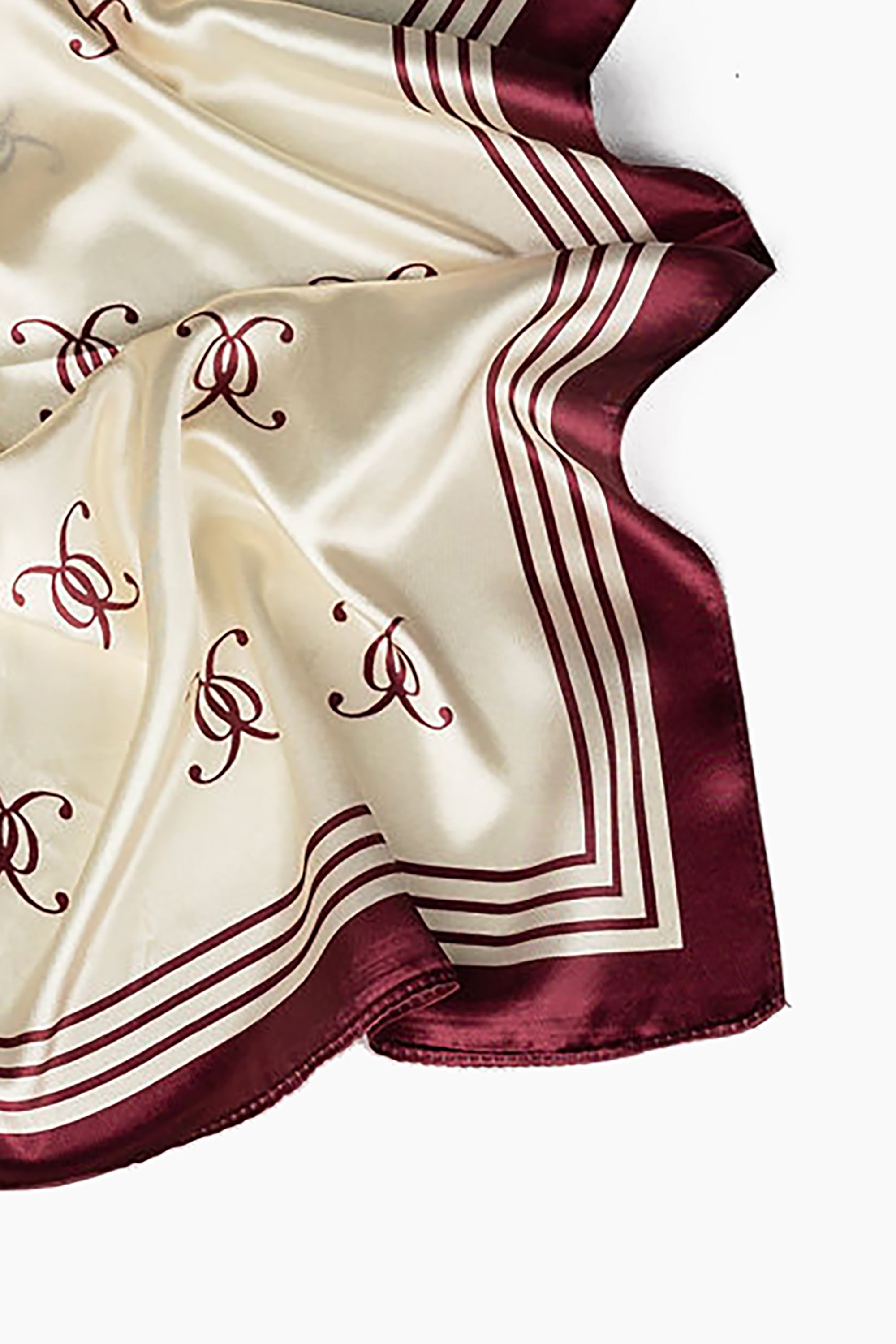 Elle Silk Scarf - Creme Burgundy