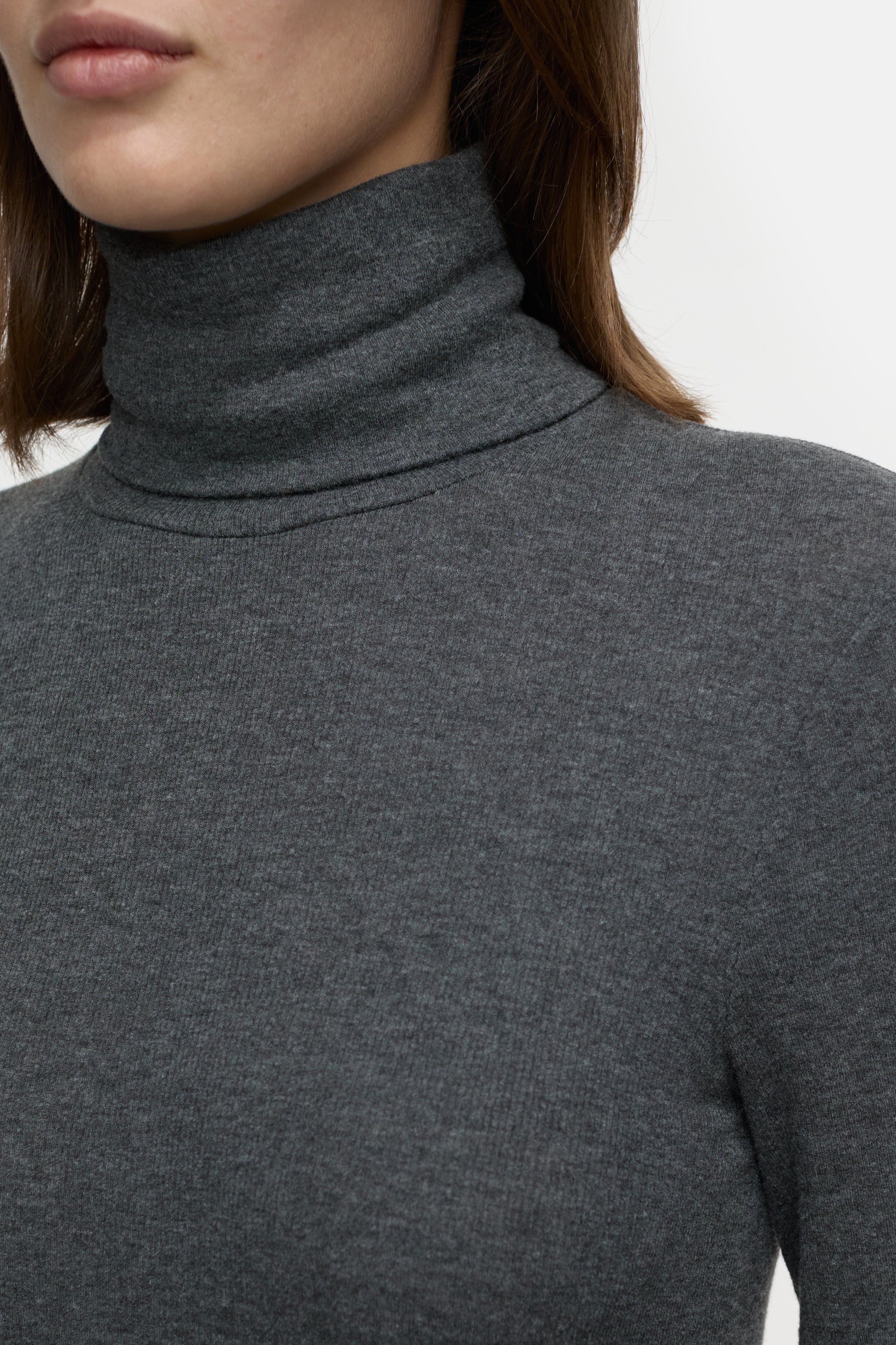 Closed Turtle Neck Long Sleeve - Dark Grey Melange - RUM Amsterdam