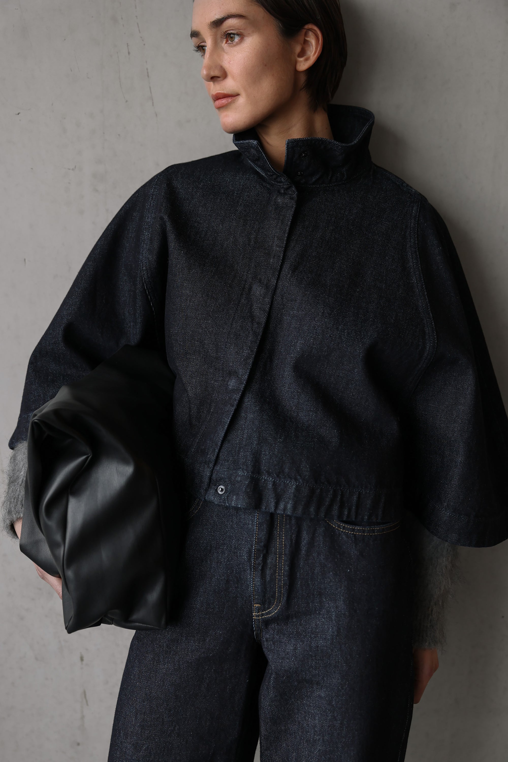 Sade Denim Cape Jacket - Intense Blue