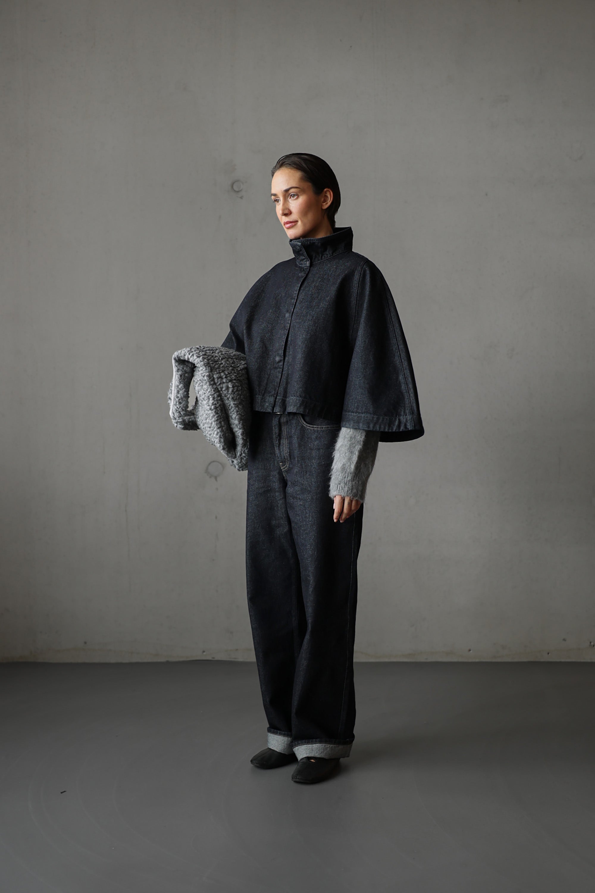 Sade Denim Cape Jacket - Intense Blue