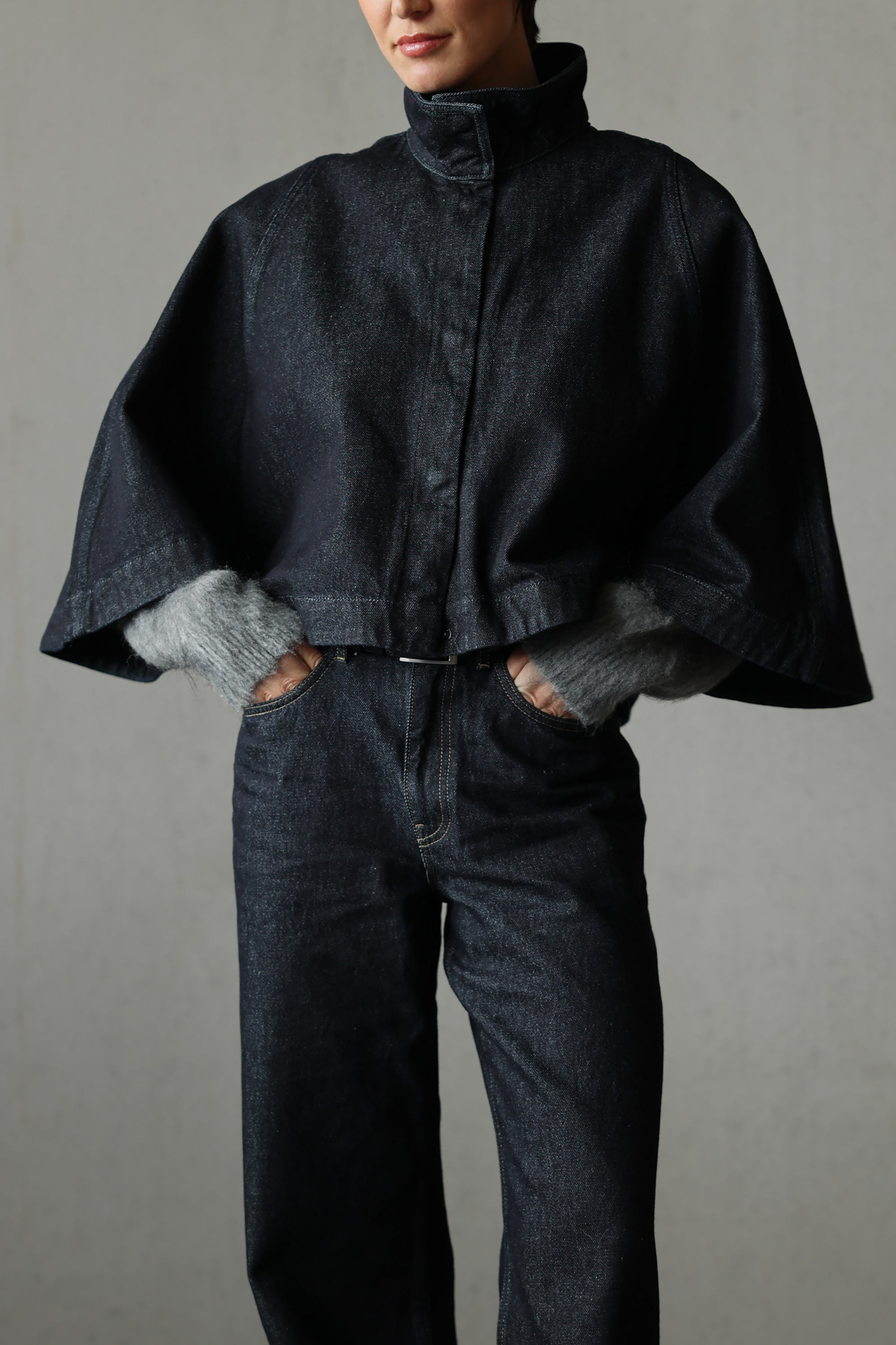Sade Denim Cape Jacket - Intense Blue