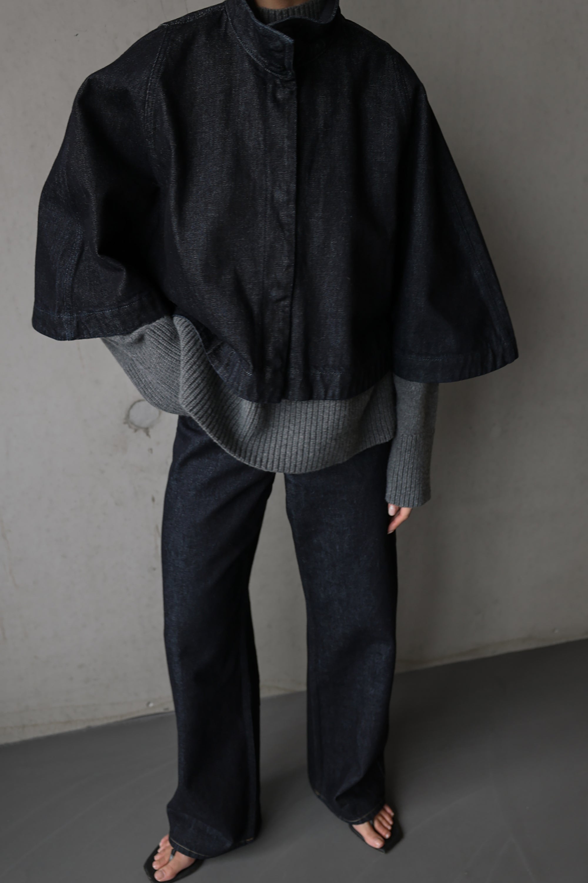 Sade Denim Cape Jacket - Intense Blue