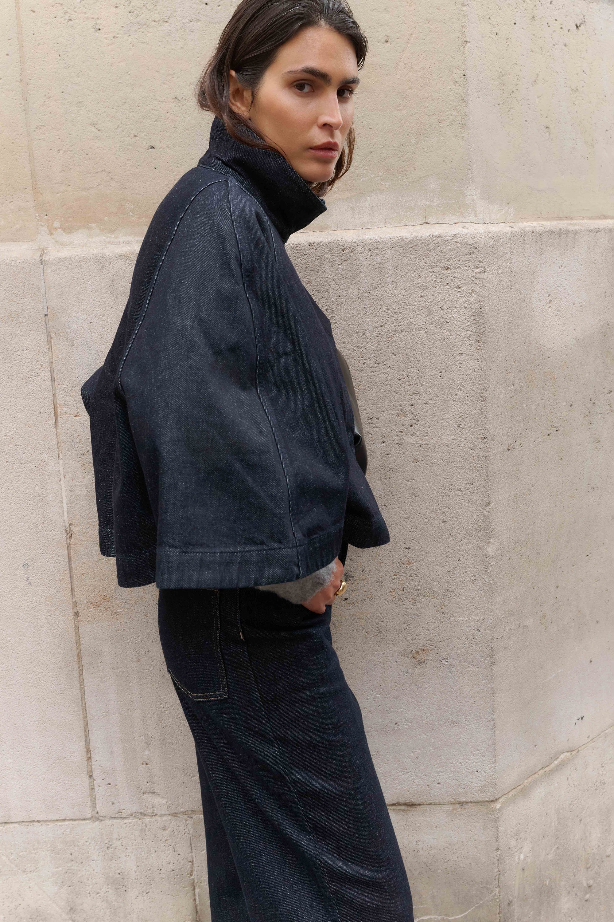 Sade Denim Cape Jacket - Intense Blue