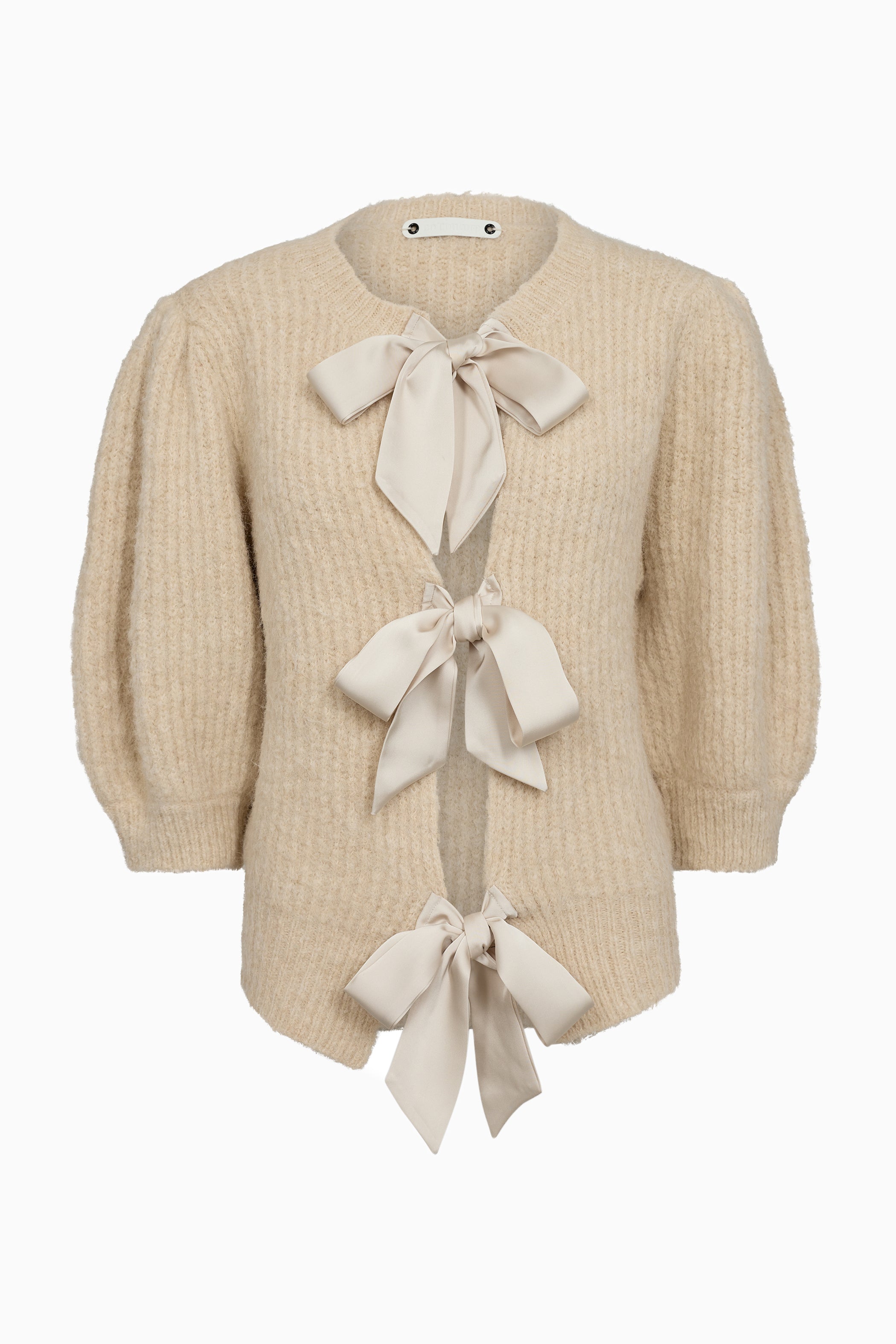  Coralie Bow Rib Cardigan - Bone - RUM Amsterdam