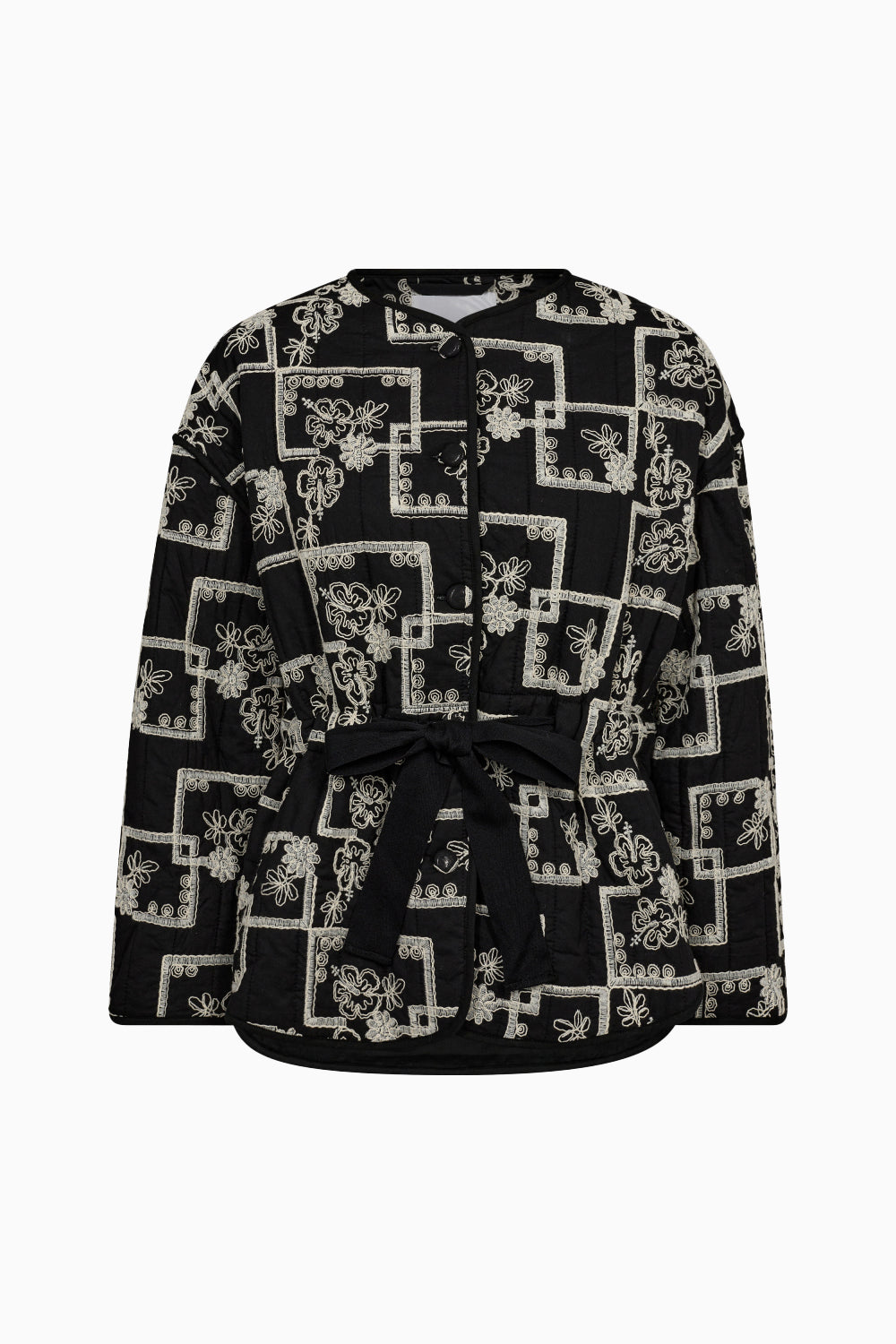 Embroidery Quilt Jacket - Black