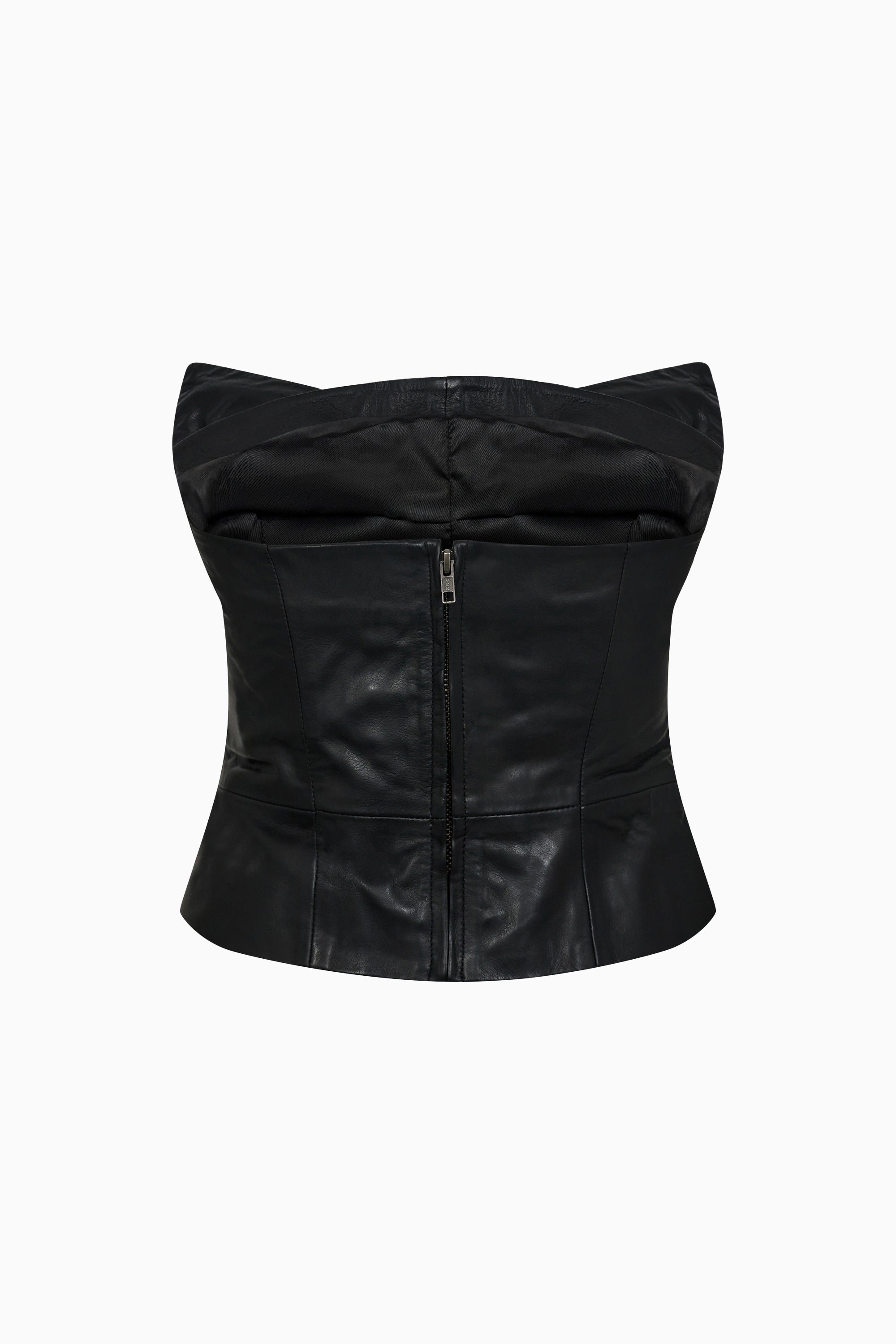 Phoebe Leather Bow Tube Top - Black