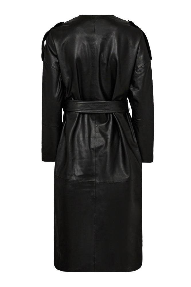 Co'Couture Phoebe Leather Wrap Trench Coat - Black - RUM Amsterdam